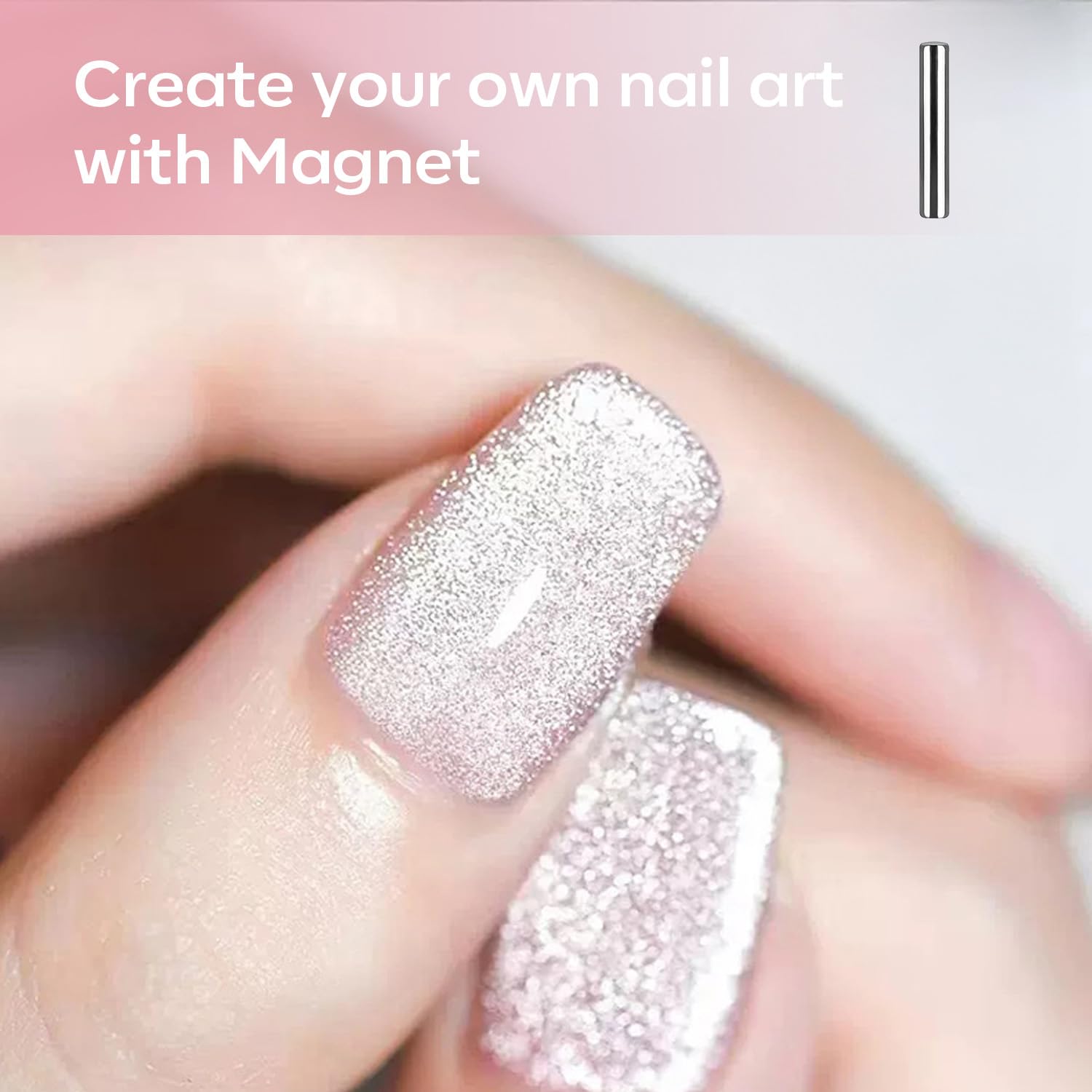 modelones 15 ML Silver Cat Eye Gel Nail Polish with 15ML Glitter Gel Top Coat - Image 4