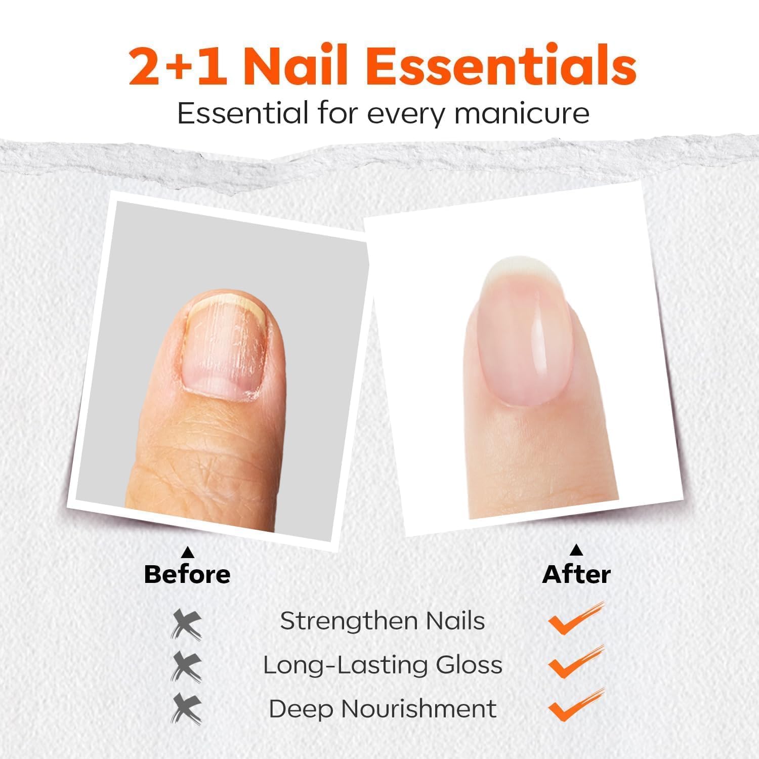 modelones 3 IN One Nail Polish Base Top Coat Nail Strengthener and Growth, 15 ml Quick Dry Clear Nail Lacquer Long Last Shine Chip Fade Resistant Nails Protect Care, Gift for Women Girls 0.5 Fl Oz - Image 6