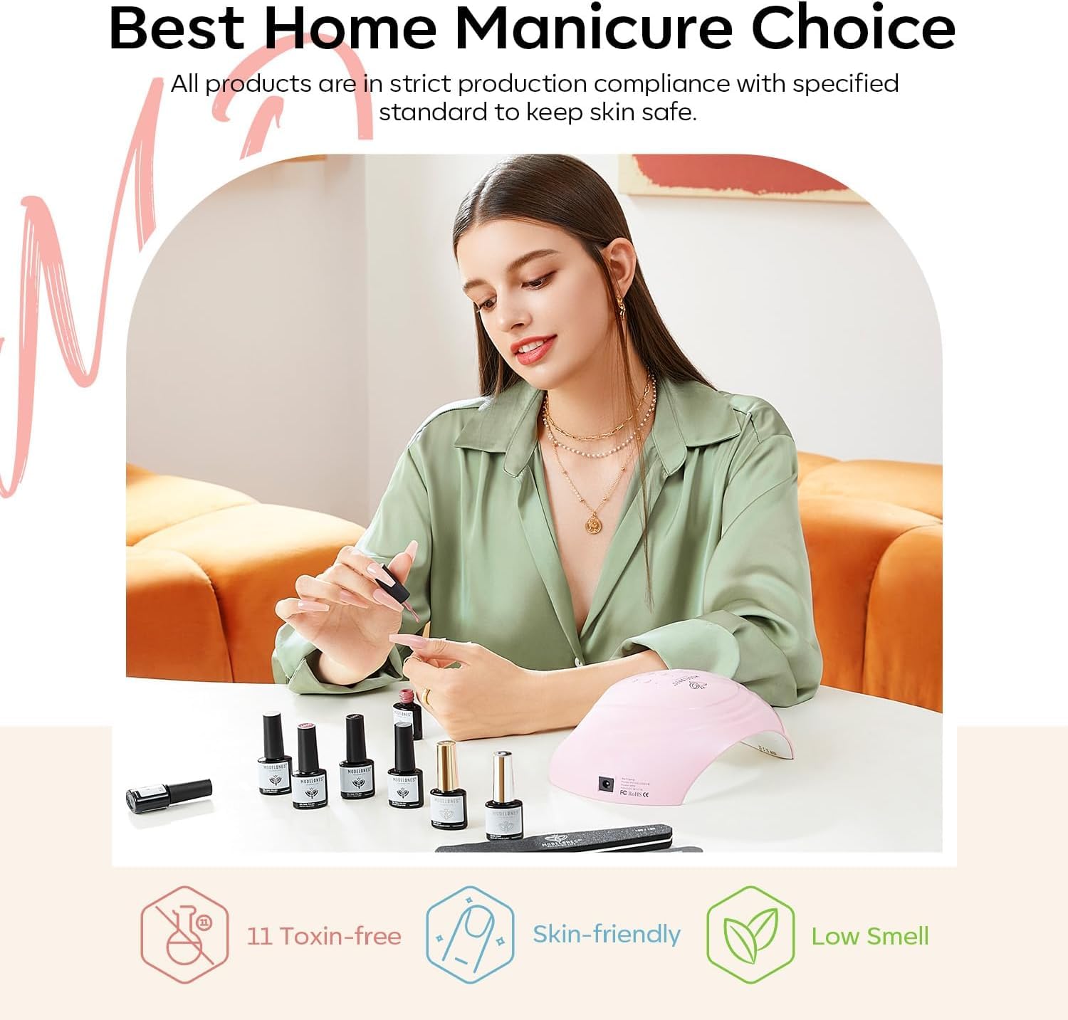 modelones 32 PCS Gel Nail Polish Set, 28 Colors Red Nude Green Blue Gel Polish with No Wipe Base Coat, Glitter & Glossy & Matte Top Coat Soak Off LED Nail Art Kit Salon at Home - Image 6