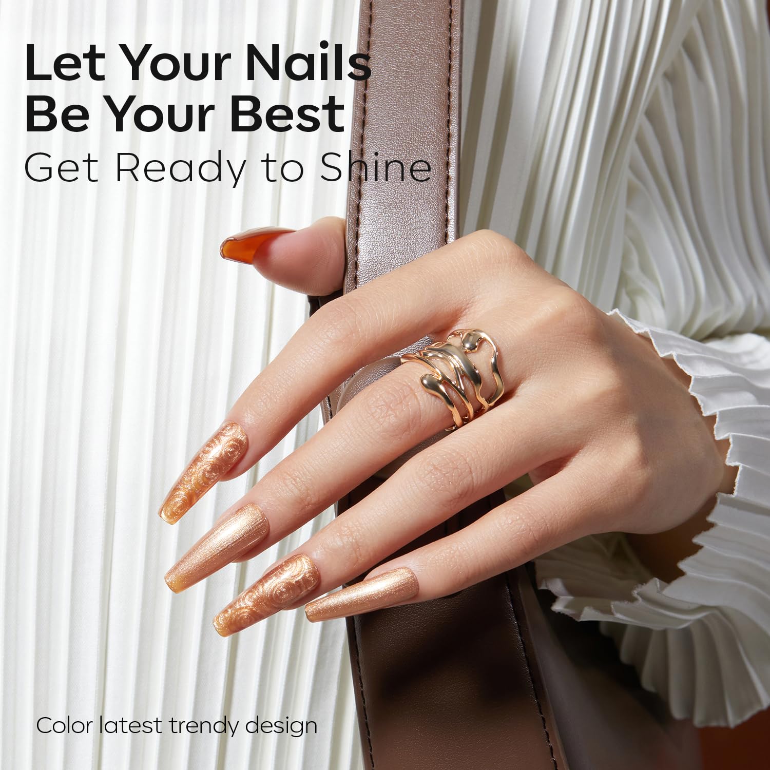 modelones Bronze Brown Nail Polish, 15 ml Metallic Brown Glitter Quick Dry Nail Lacquer Strengthener Long Last Shine Fingernail Toe Nail Art DIY Home Travel Manicure Gift for Women Girls 0.5 Fl Oz - Image 4