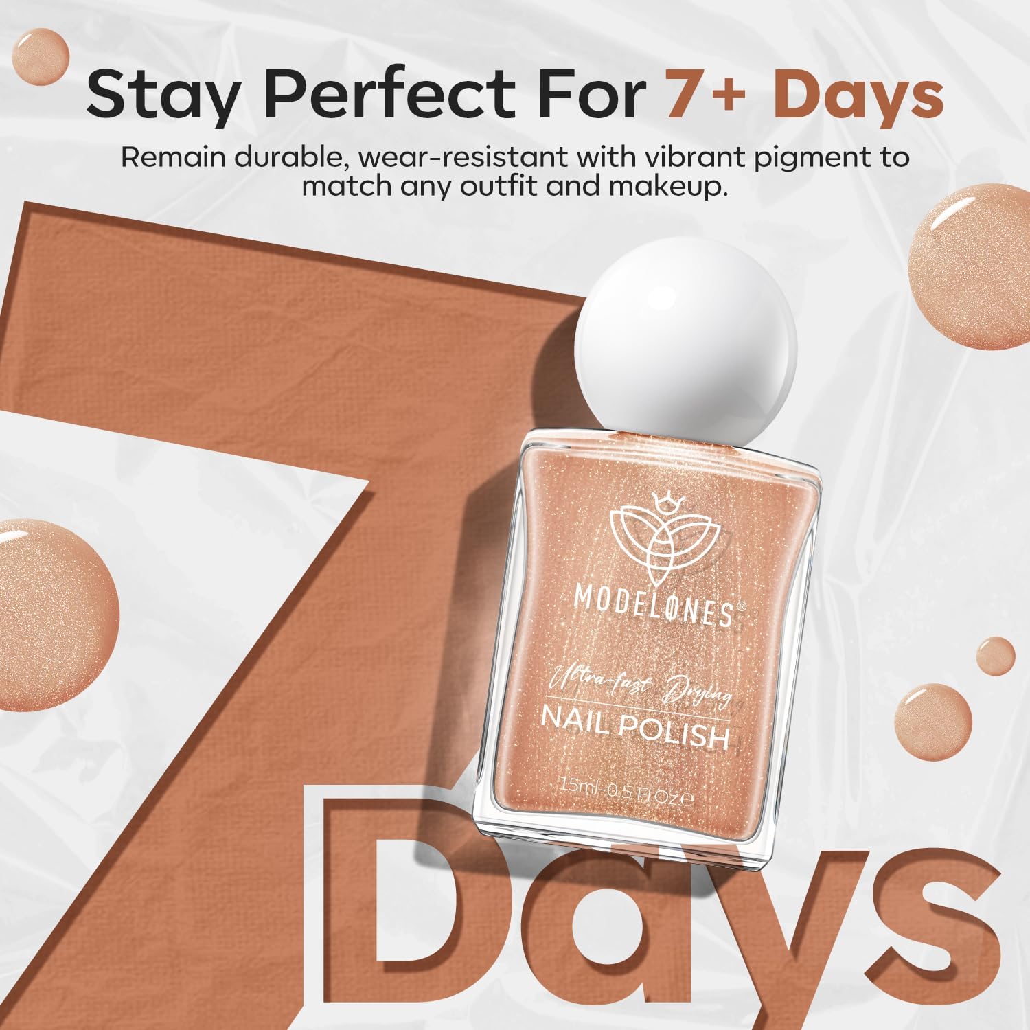 modelones Bronze Brown Nail Polish, 15 ml Metallic Brown Glitter Quick Dry Nail Lacquer Strengthener Long Last Shine Fingernail Toe Nail Art DIY Home Travel Manicure Gift for Women Girls 0.5 Fl Oz - Image 7