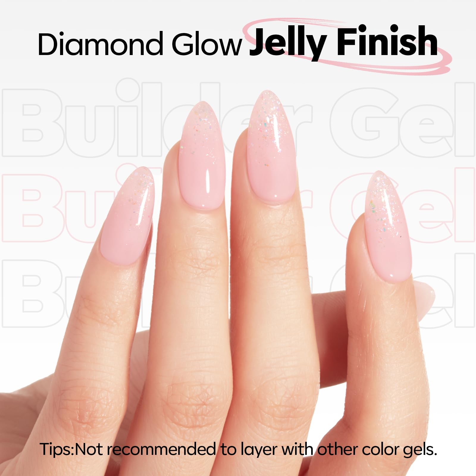modelones Builder Nail Gel,No Top Coat Needed Builder for Nails Cover Nude, C-Curve Sculpting, Glossy Jelly Finish Nude Pink, No-Wipe, 9-in-One LED Lamp Cured Color Gel Polish for Quick Diy Salon - Image 6