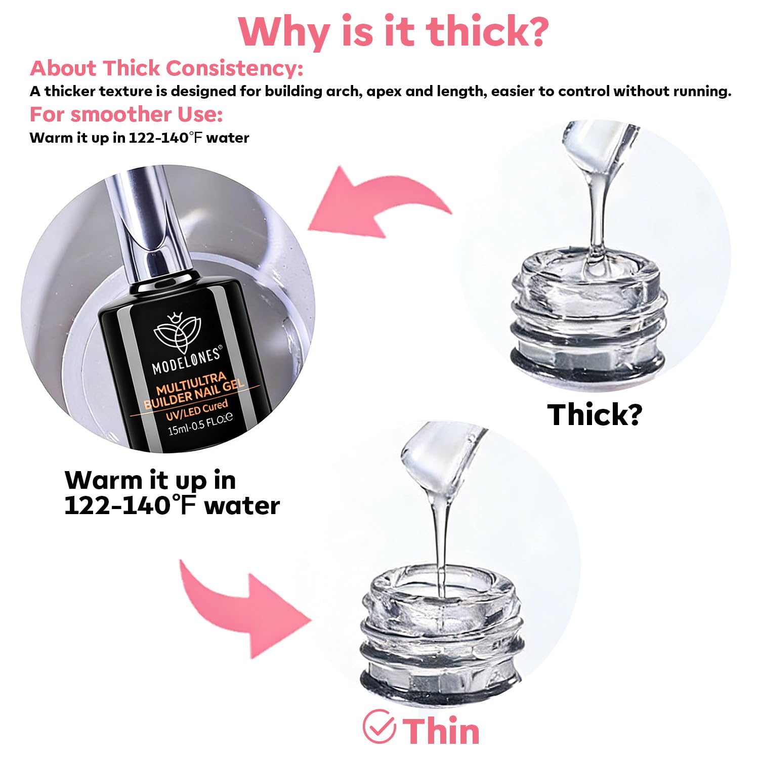 modelones Builder Nail Gel,No Top Coat Needed Builder for Nails Cover Nude, C-Curve Sculpting, Glossy Jelly Finish Nude Pink, No-Wipe, 9-in-One LED Lamp Cured Color Gel Polish for Quick Diy Salon - Image 9