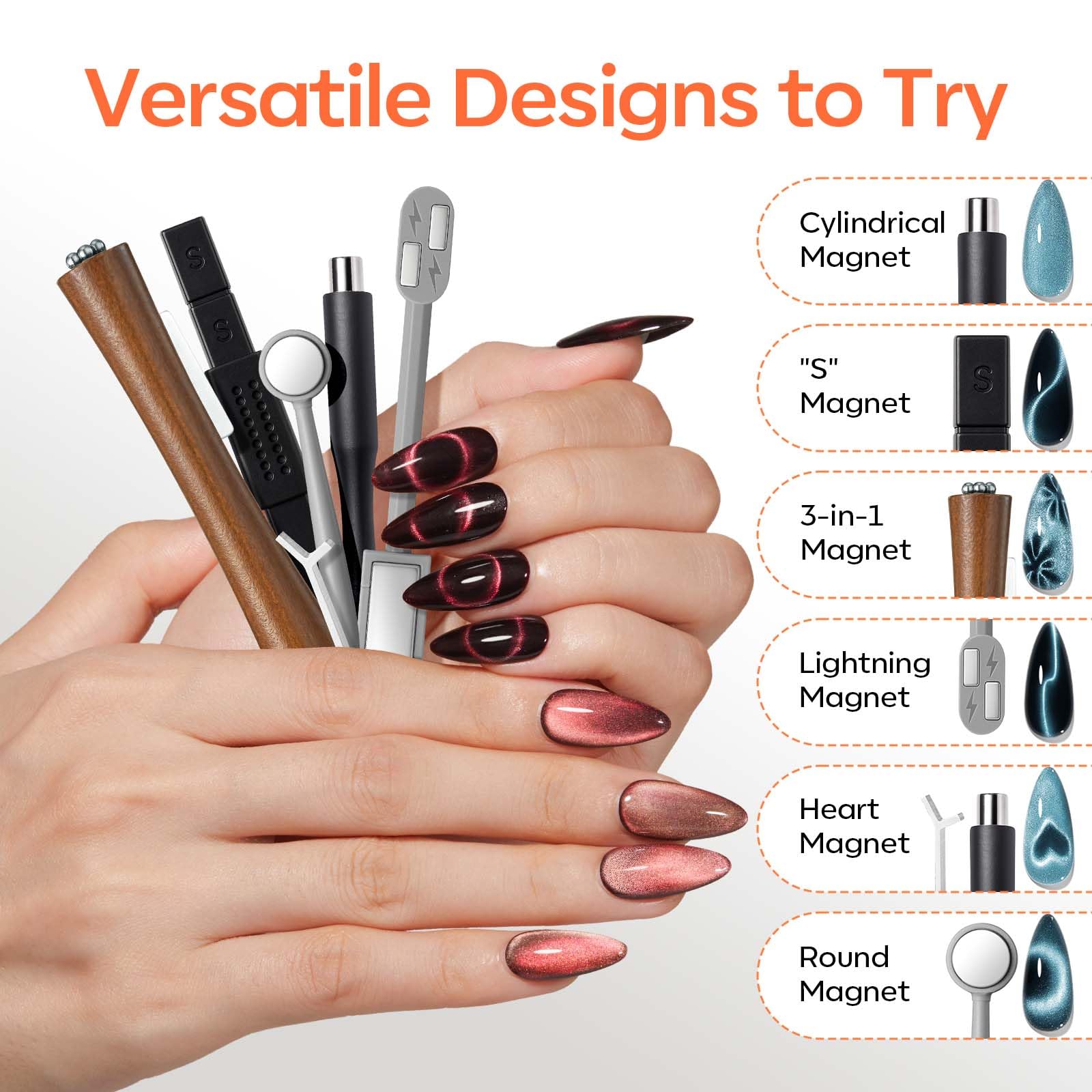 modelones Cat Eye Magnet Set+ 6 colors Gel Nail Polish Set - Image 8