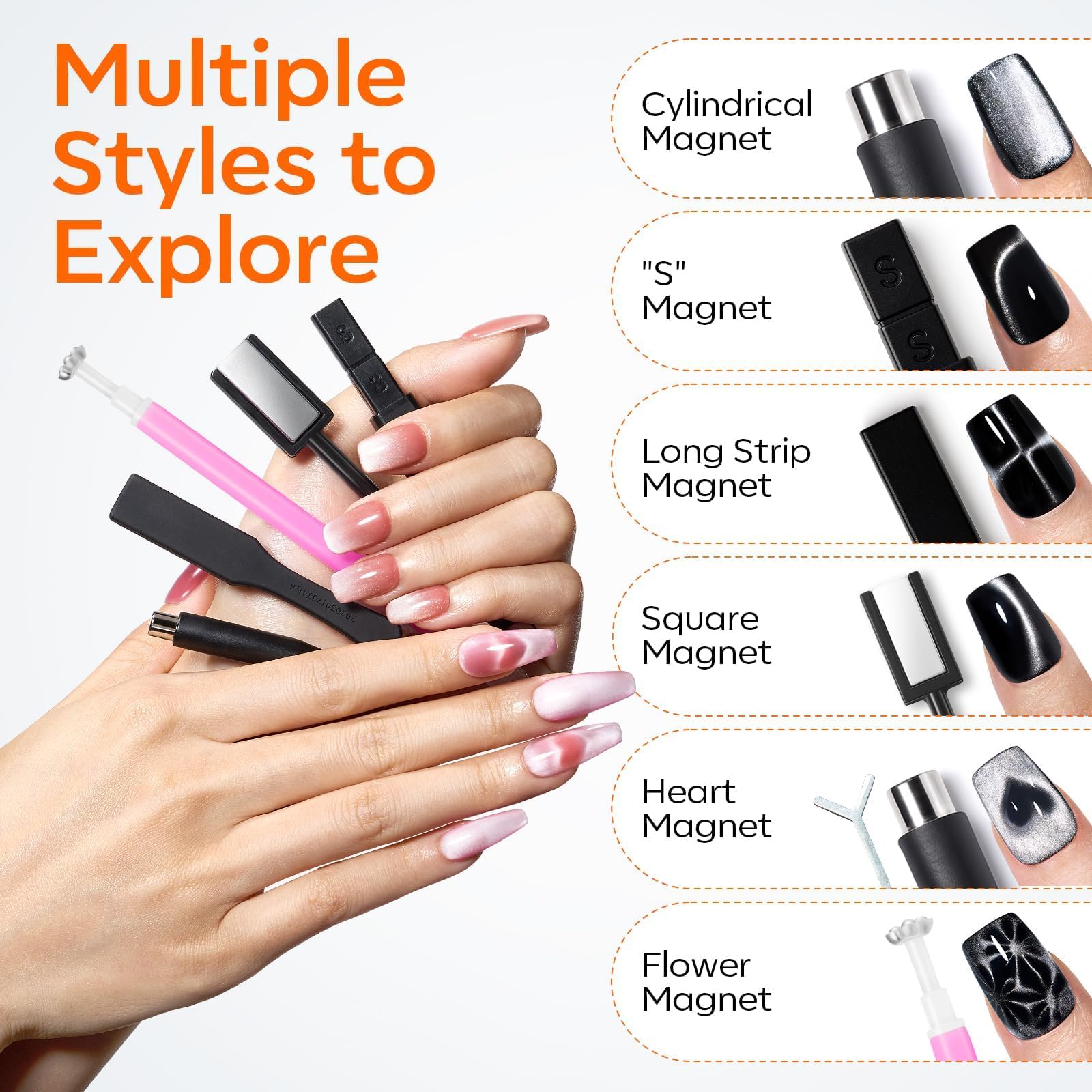 modelones Cat Eye Magnetic with 6 Colors Glitter Red Green Purple Blue Cat Eye Gel Nail Polish - Image 4