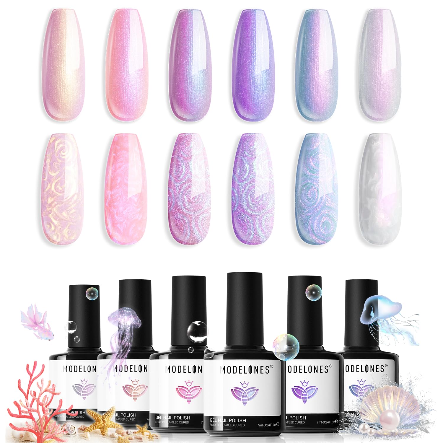 modelones Chameleon Gel Nail Polish Set 6 Colors Pearl Gel Nail Polish 6 Colors - Image 5