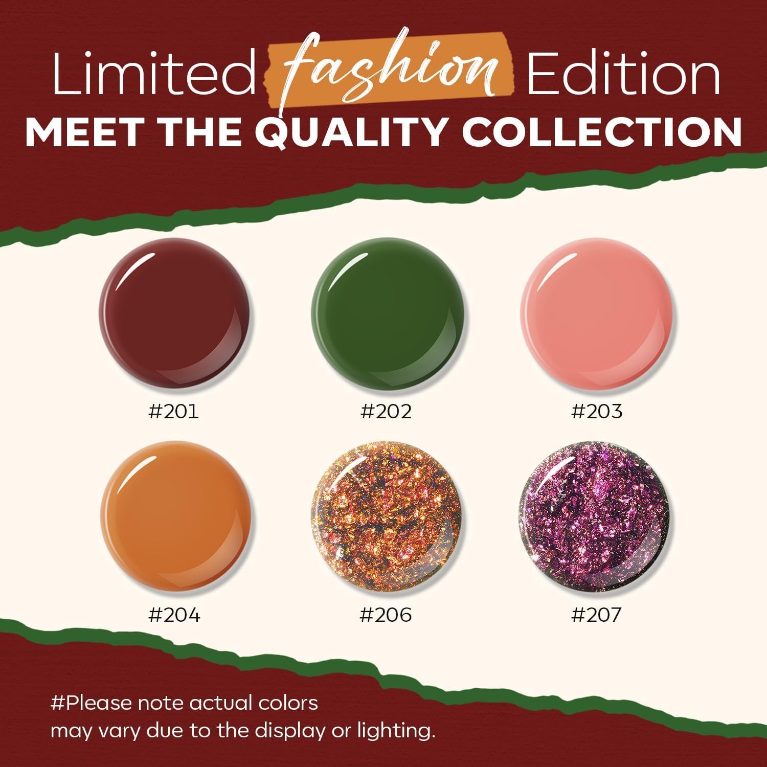 modelones Christmas Nail Polish Set 6 Colors, Red Green Pink Orange Glitter Quick Dry Mini Nail Lacquer Kit DIY Nail Art Manicure Gift for Women Girls ﻿ - Image 3