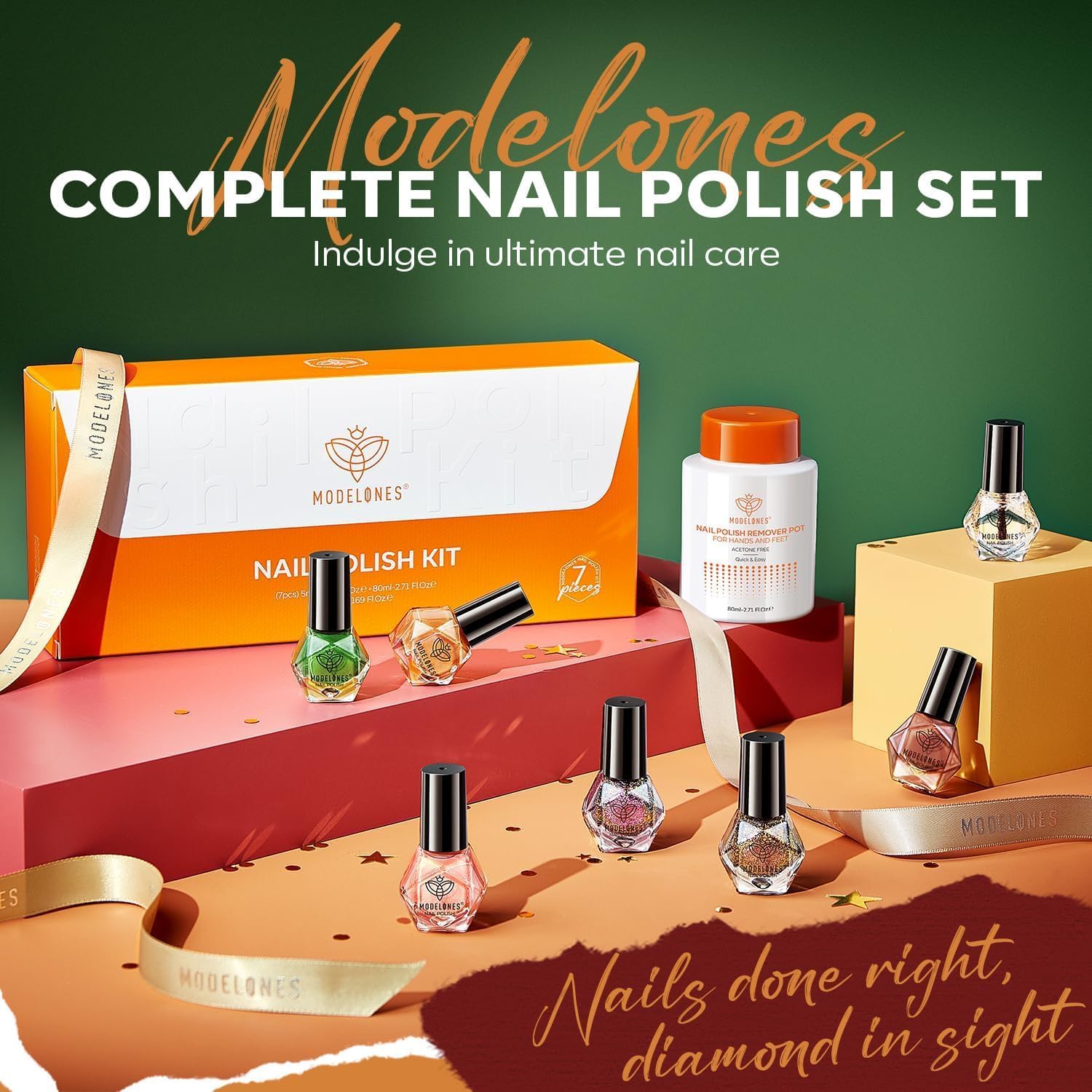 modelones Christmas Nail Polish Set 6 Colors, Red Green Pink Orange Glitter Quick Dry Mini Nail Lacquer Kit DIY Nail Art Manicure Gift for Women Girls ﻿ - Image 4