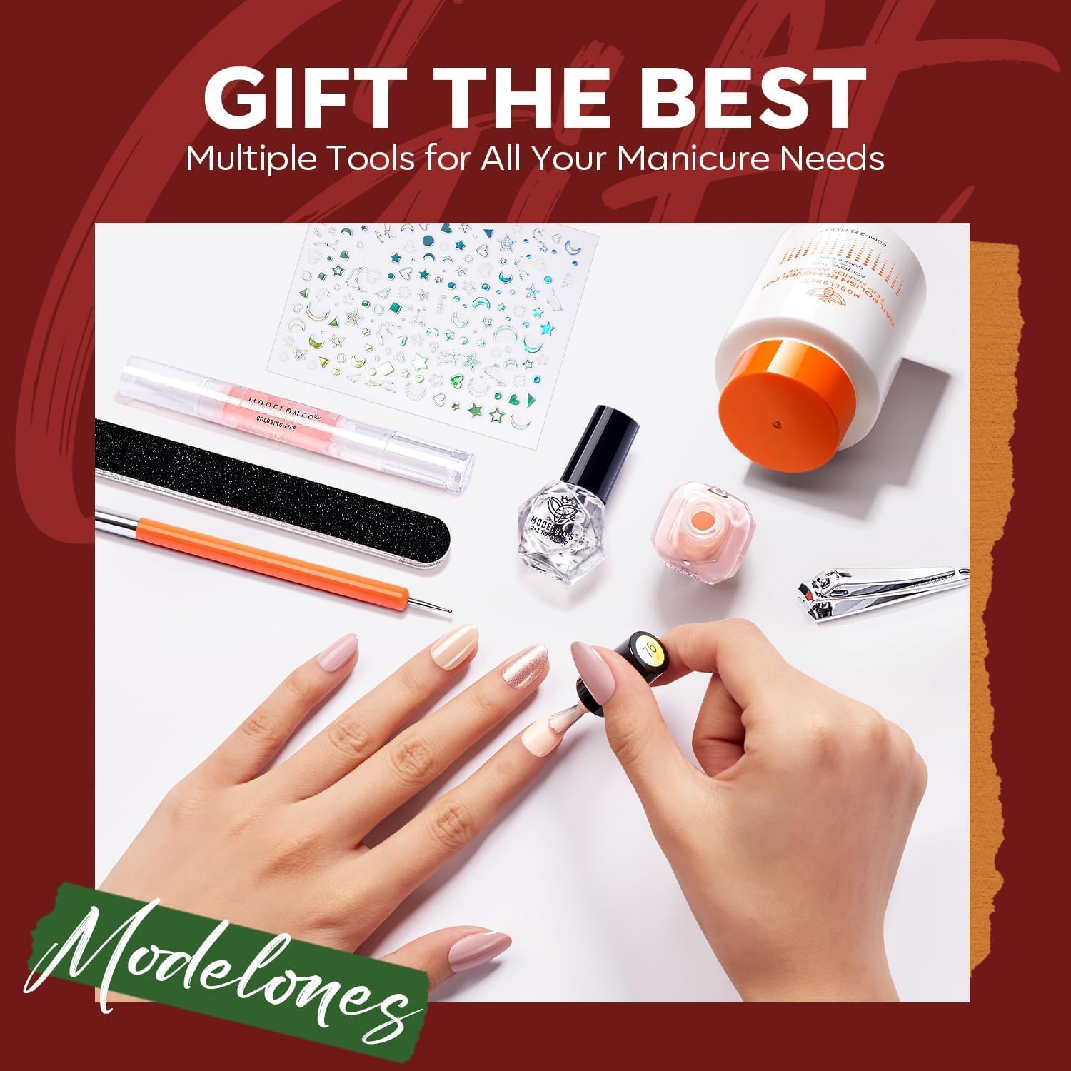 modelones Christmas Nail Polish Set 6 Colors, Red Green Pink Orange Glitter Quick Dry Mini Nail Lacquer Kit DIY Nail Art Manicure Gift for Women Girls ﻿ - Image 5