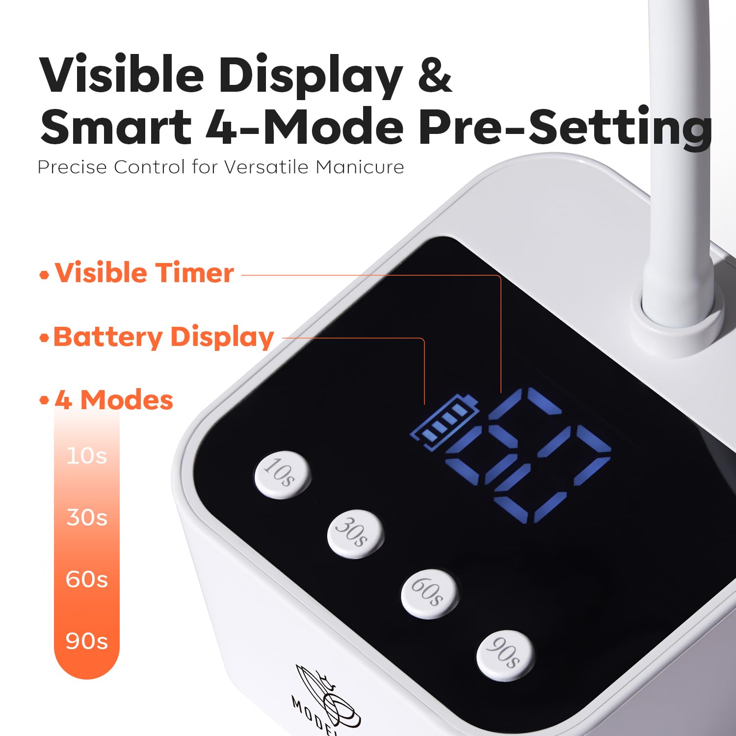 modelones Cordless UV Nail Lamp, Mini LED UV Light for Gel Polish Fake Nails Fast Curing Portable Gooseneck Lamp Nail Dryer Home DIY Manicure Kit 32W & 2000mAh 4 Timers - Image 4