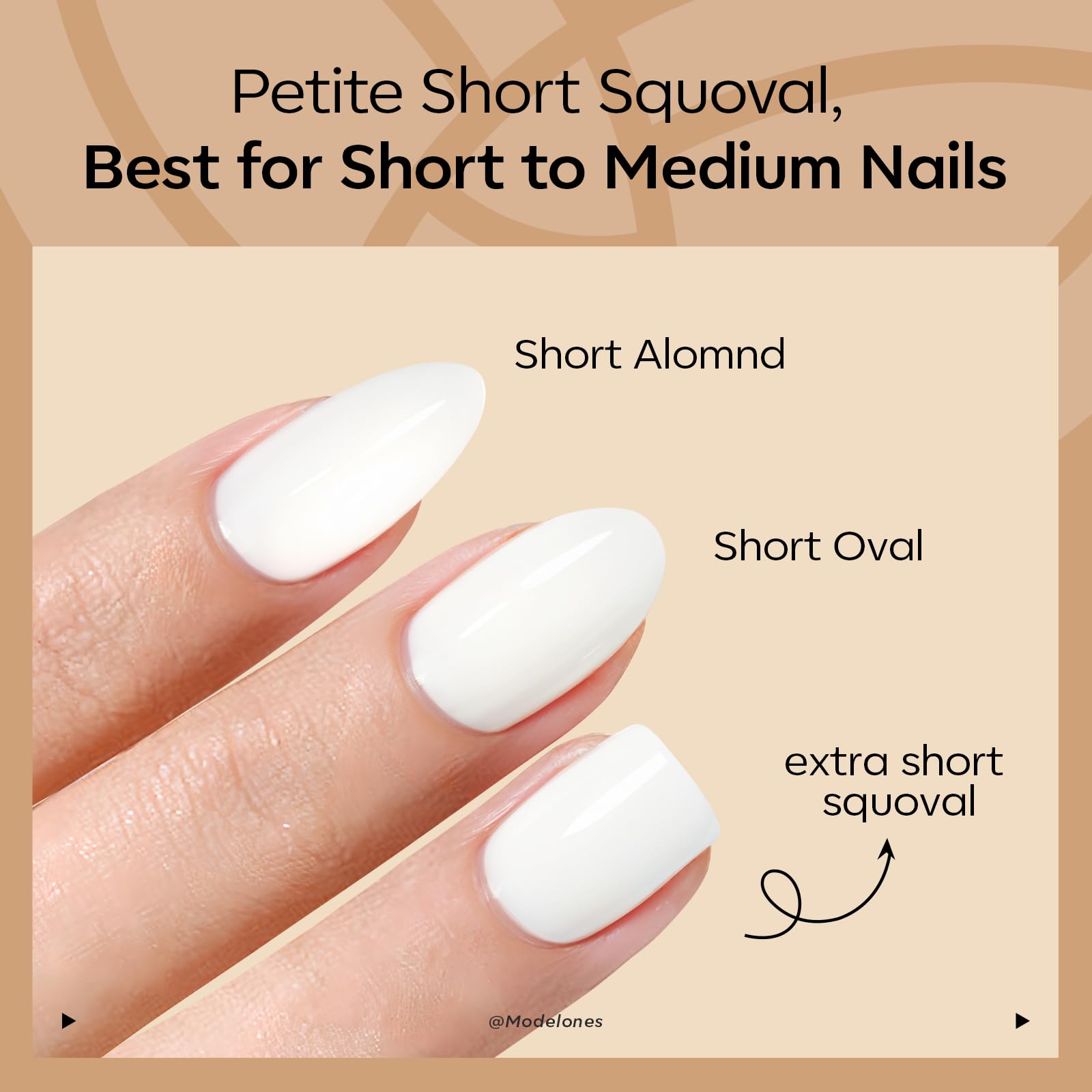 Modelones Extra Short Press on Nails, Milky White Squoval Fake Nails, Reusable Nail Kit with Nail Glue Adhesive Tabs Mini Nail File, Nails Press Ons 32Pcs 16 Sizes, Spring Women Girl Gift - Image 5