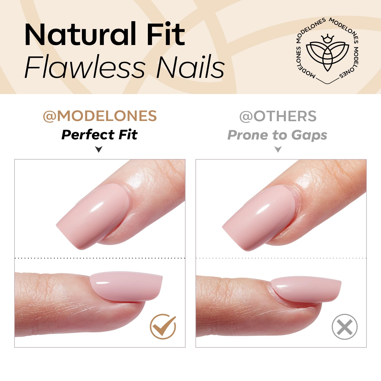 Modelones Extra Short Press on Nails, Milky White Squoval Fake Nails, Reusable Nail Kit with Nail Glue Adhesive Tabs Mini Nail File, Nails Press Ons 32Pcs 16 Sizes, Spring Women Girl Gift - Image 7