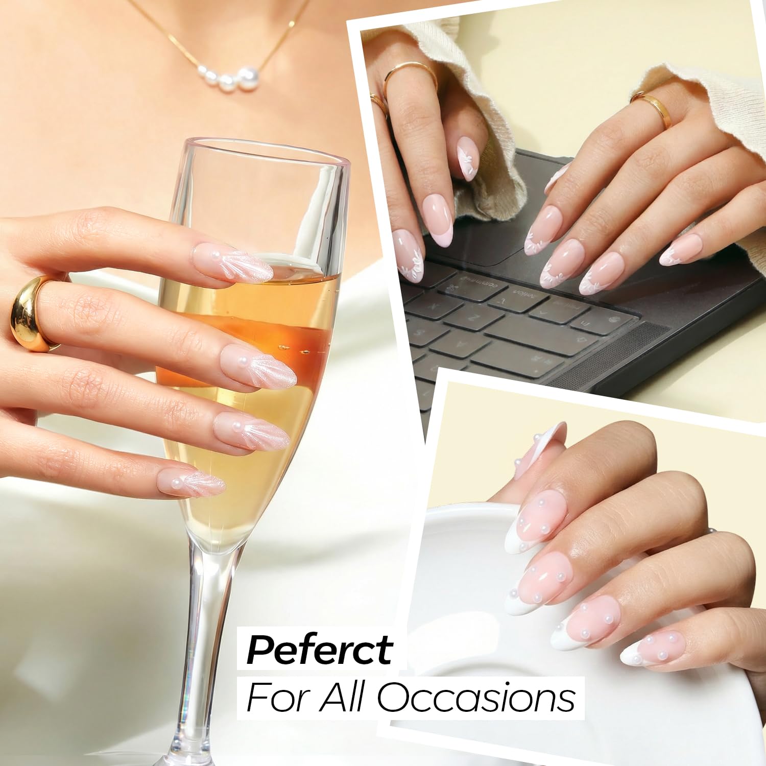 Modelones French Tip Press on Nails Almond, Short Almond Fake Nails, Semi-Transparent Soft Nail Kit with Nail Glue Adhesive Tabs Nail File, Salon Quality Nails Press Ons 30Pcs 15 Sizes, French Leopard - Image 8