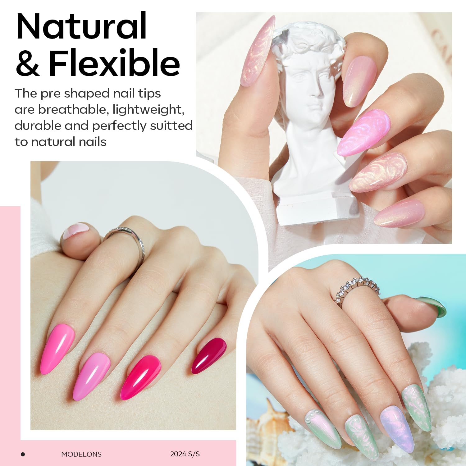 modelones Gel Nail Kit Almond, Upgrade 15Sizes Fake Nails, 9-in-One Glue Dehydrator & Mini U V Light Clipper, 510Pcs Medium Almond Press on Tips for Extension DIY Salon Home Gift (Pack of 2) - Image 6