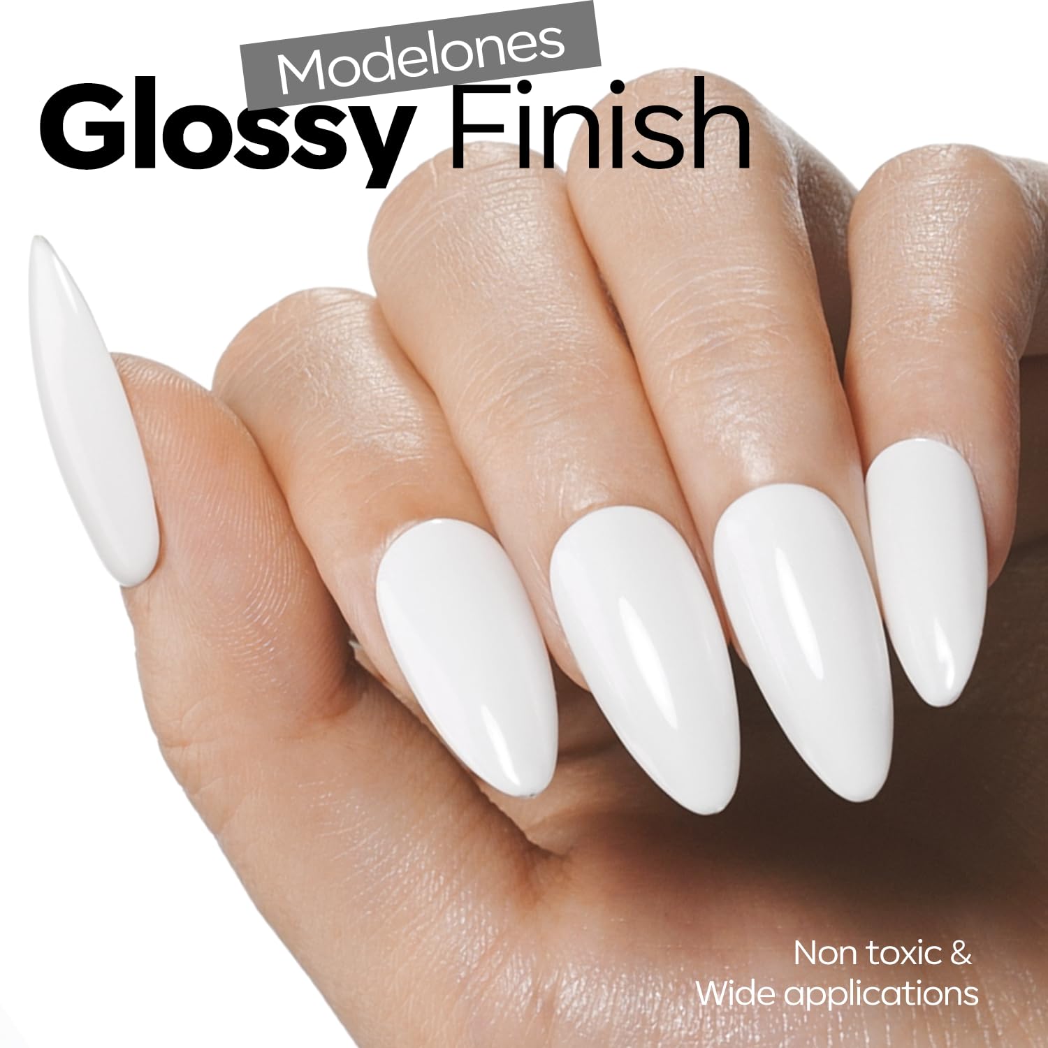 modelones Gel Nail Polish, 1 Pcs 15 ML White Gel Polish with Super Shiny Gel Base and Top Coat Set - Image 3