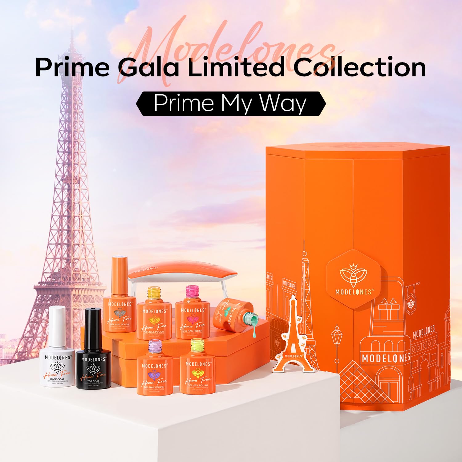 Modelones Gel Nail Polish Kit with U V Light, 6 Colors Hema-free Paris-Themed Summer Gel Nail Polish Set, Base&Top Coat, Decorations Gel Nail Kit Manicure DIY Nail Art Salon Home Gift For Women - Image 4