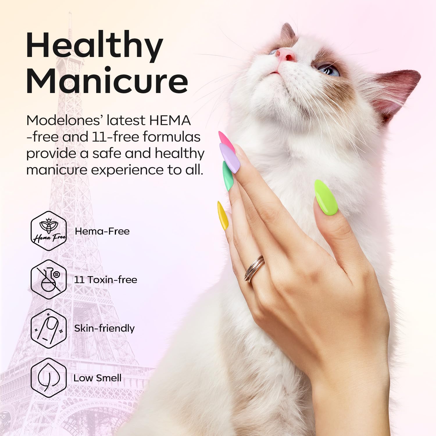 Modelones Gel Nail Polish Kit with U V Light, 6 Colors Hema-free Paris-Themed Summer Gel Nail Polish Set, Base&Top Coat, Decorations Gel Nail Kit Manicure DIY Nail Art Salon Home Gift For Women - Image 5