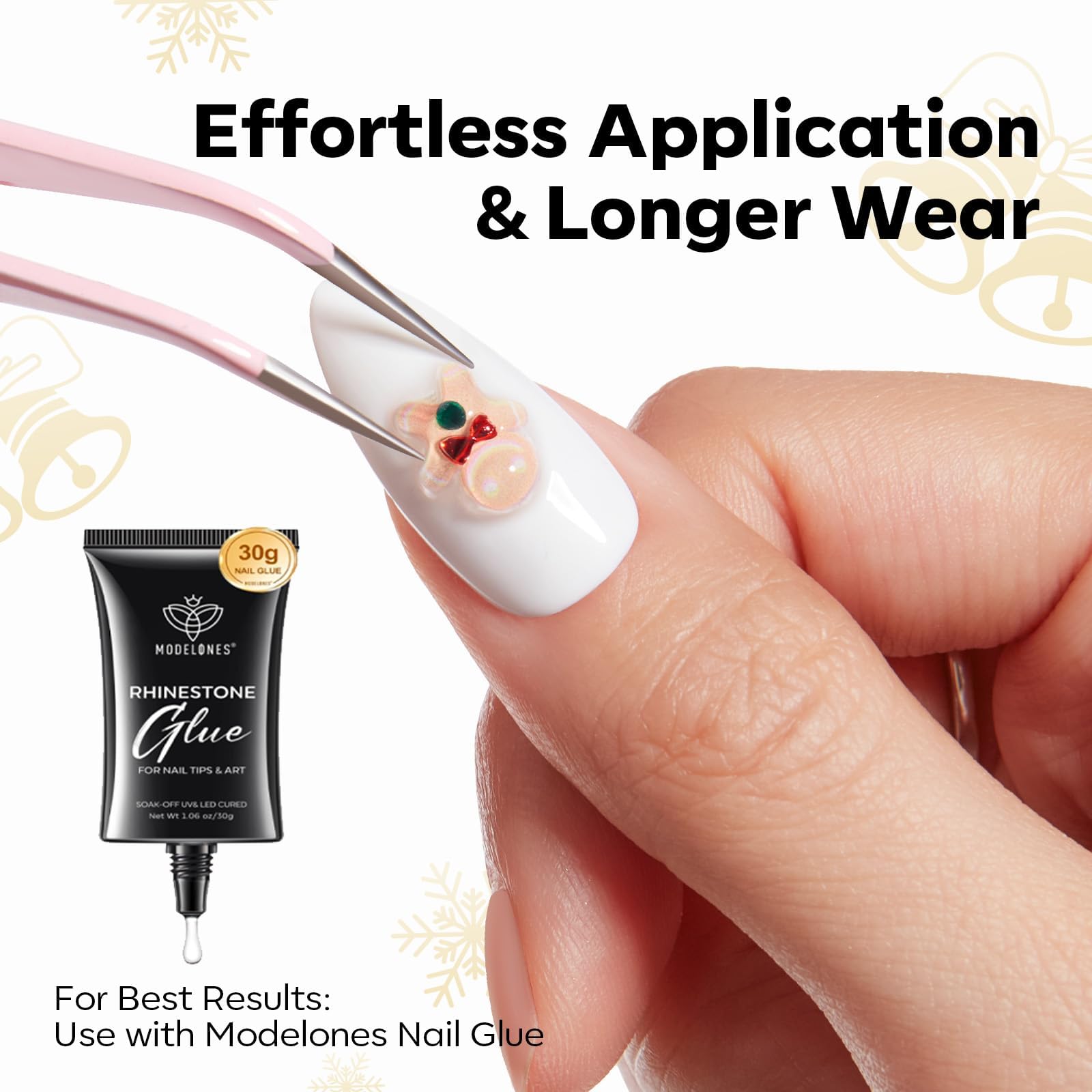 modelones Gel Nail Polish Nail Charms 12Pcs Christmas 3D Nail Gems Templates Christmas Tree Santa Claus Reindeer Snowman Snowflakes Gingerbread Man Nail Rhinestones for Winter Holiday DIY Nail Art - Image 8