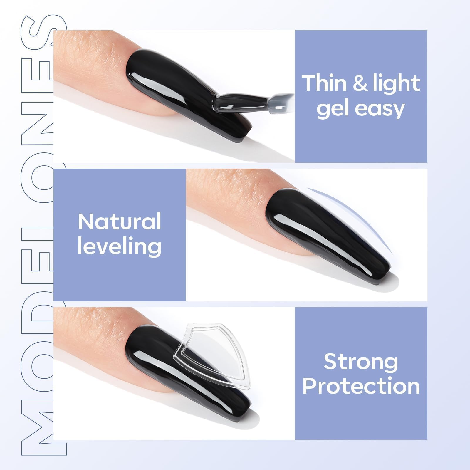 modelones Gel Top Coat, 2Pcs Clear Glossy Finish No Wipe Top Coat Winter Gel Nail Polish, Acrylic Nails Soak Off Nail Lamp Nail Art Home and Professional Manicure 10ML (Pack of 2) - Image 5