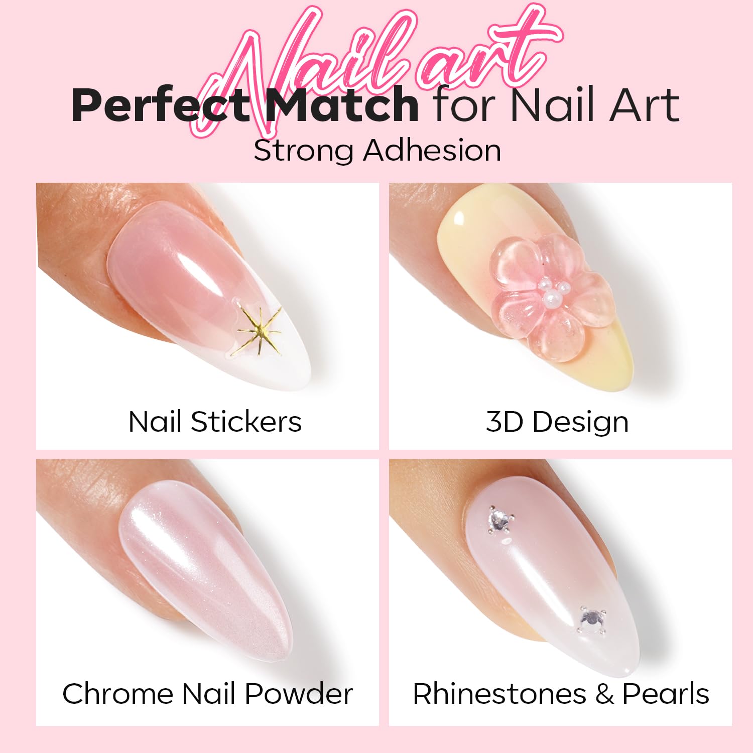 modelones Gel Top Coat and Base Gel Polish, 3 PCS Clear Glossy and Chrome Proof Matte Top Coat No Wipe, Base Coat Nail Polish Upgrade Formula Pro Manicure Essential Kit Gift for Women Girls Starter - Image 4