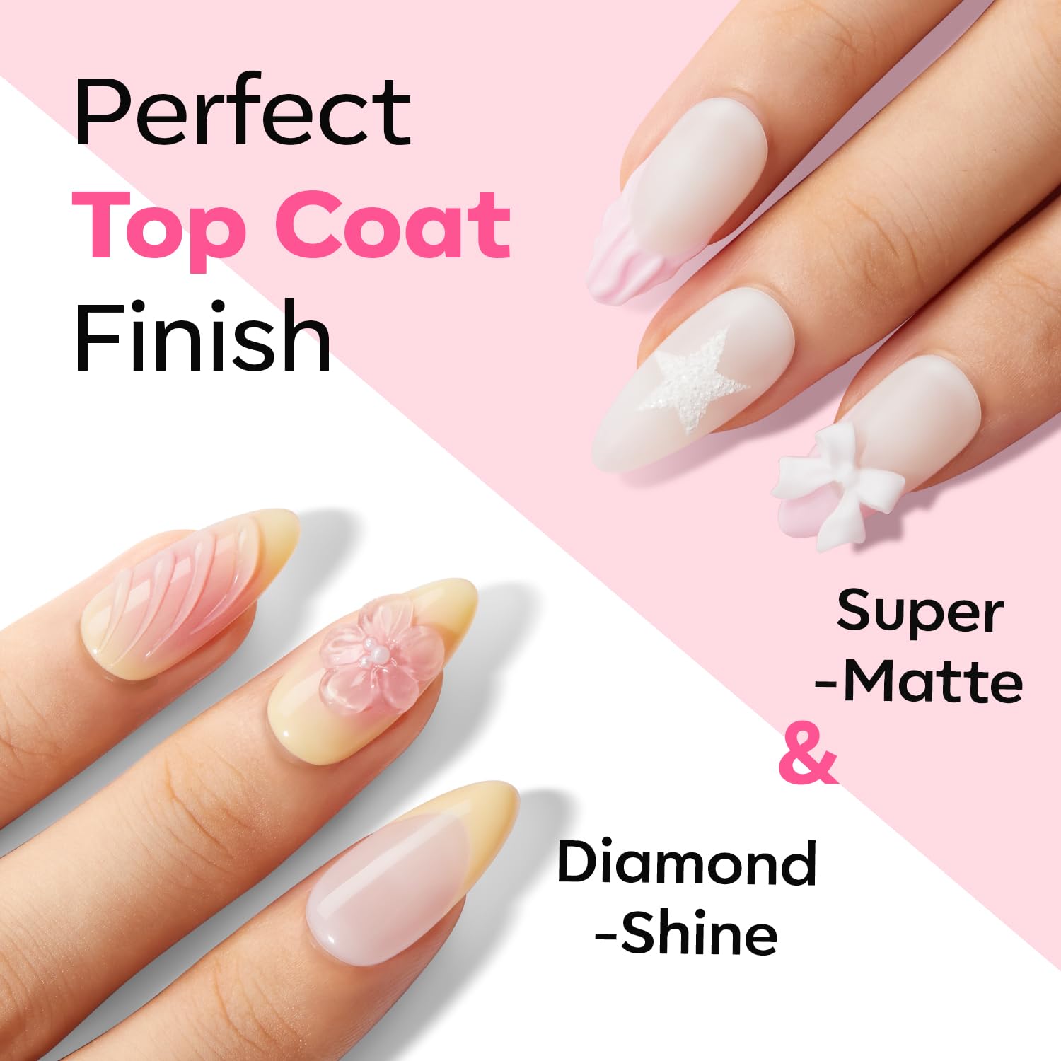 modelones Gel Top Coat and Base Gel Polish, 3 PCS Clear Glossy and Chrome Proof Matte Top Coat No Wipe, Base Coat Nail Polish Upgrade Formula Pro Manicure Essential Kit Gift for Women Girls Starter - Image 5