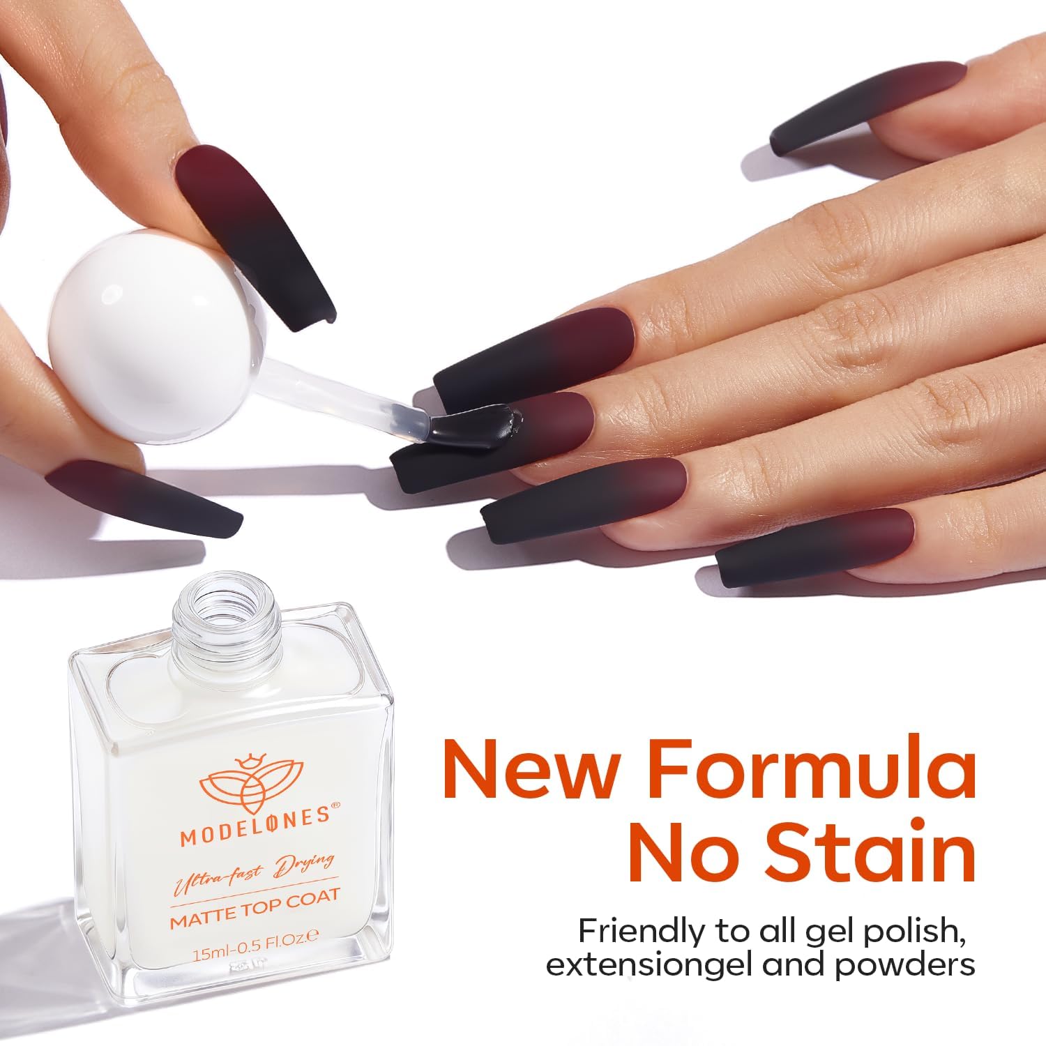 modelones Matte Top Coat Nail Polish, Quick Dry No Chip Long Lasting Clear Nail Polish Top Coats Classic Matte Effect Protects Color & Nails Top Coat Manicure Salon Quality 0.5 Fl Oz - Image 6