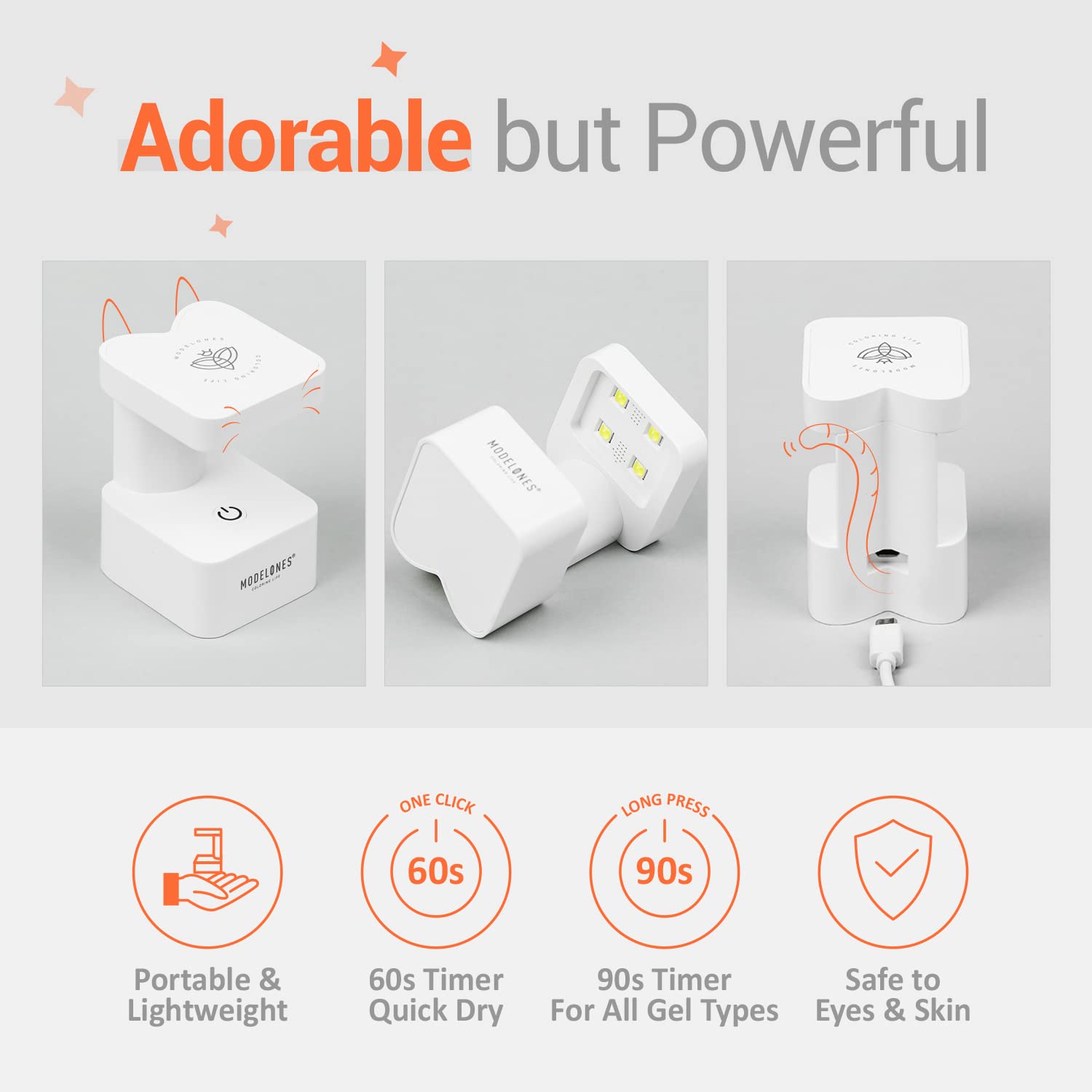 modelones No Wipe Gel Top Coat and Mini U V Nail Lamp - Image 7