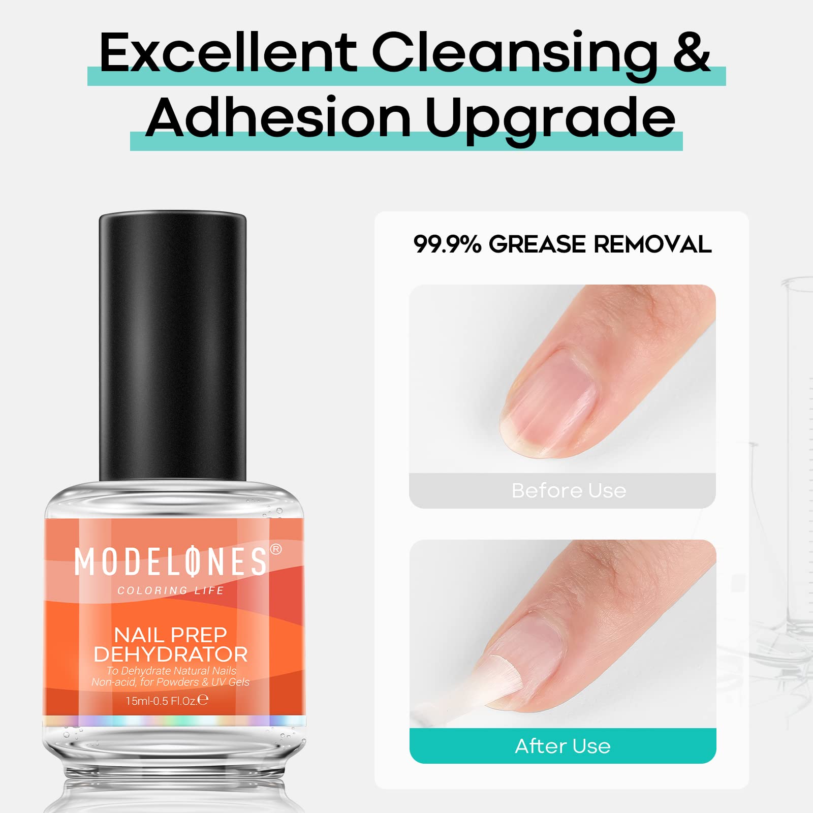 modelones Nail Dehydrator, 15 ml Acid Free Nail Prep Dehydrator for Acrylic Nails and Gel Nail Polish, Hema-Free Primer Bonder - Image 3