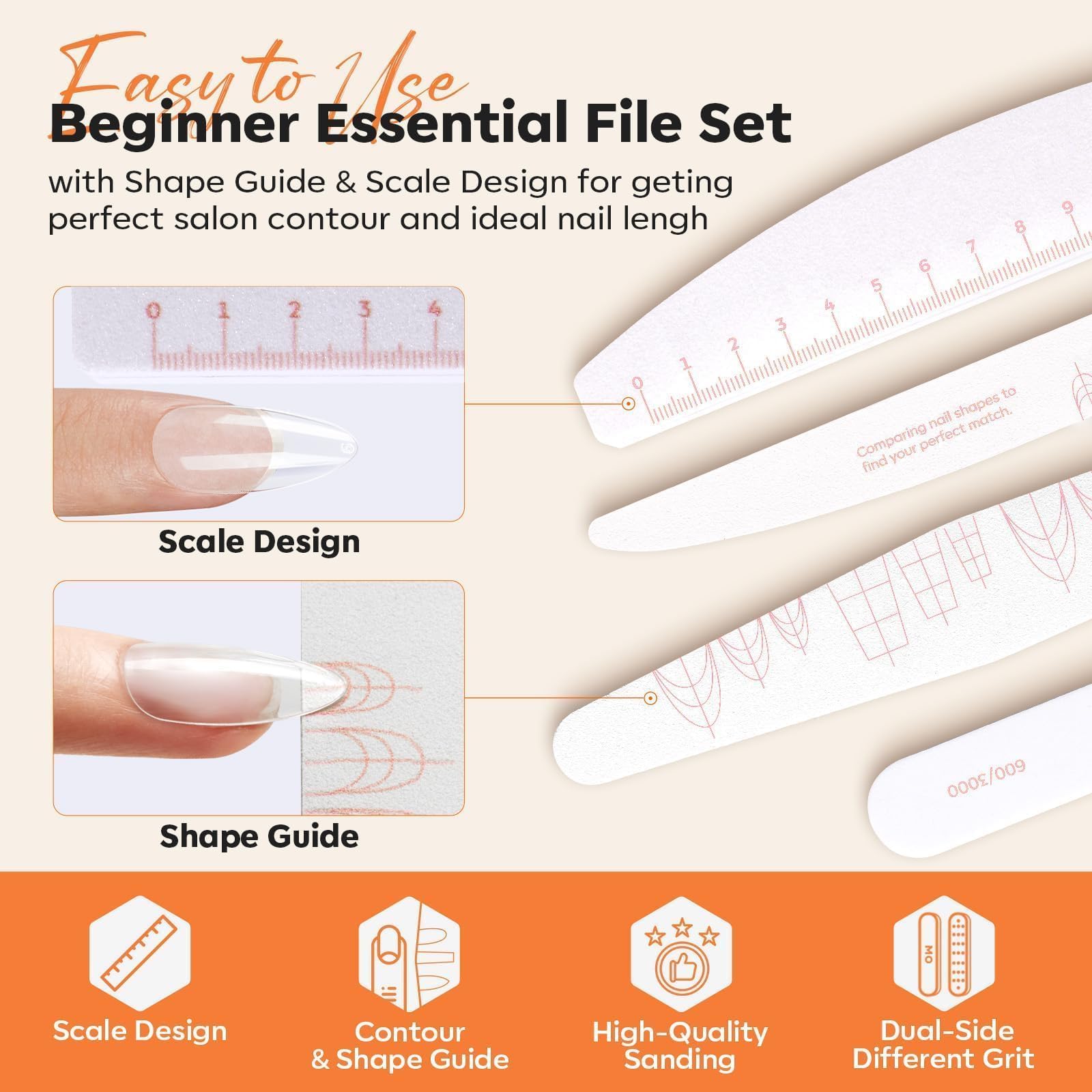 Modelones Nail Files and Nail Buffers Blocks 4 PCS, Double Side Trimed & Shaped Emery Board 100/150/180 Grits 600/3000 Nail Shine Polishing Stick, Reusable Washable Anti-bend Anti-drop Particles White - Image 6
