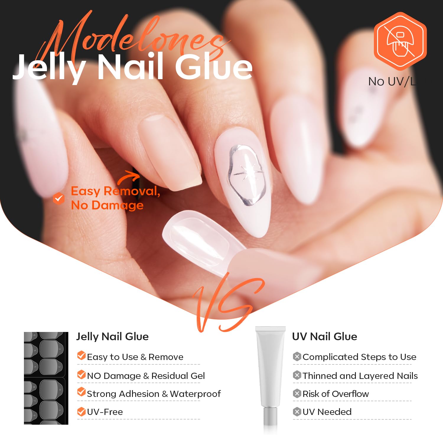 modelones Nail Glue Sticky Tabs for Press On Nails, Adhesive Tabs Jelly Nail Glue Waterproof Breathable for Kids 300pcs 10 Sheets - Image 3