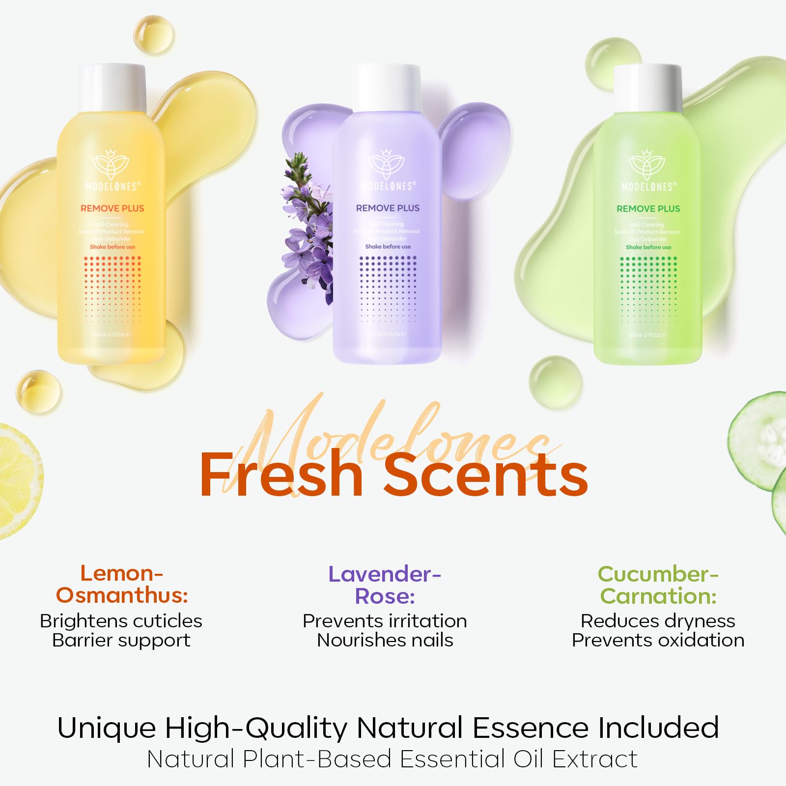 Modelones Nail Polish Remover, Gel Polish Remover Set with Jojoba Oil Fast Gentle Removal for Nail Glue Acrylic Dip Powder Press On Nails, Travel Home Salon Gift for Women 2 Fl Oz, Pack of 3 - Image 5