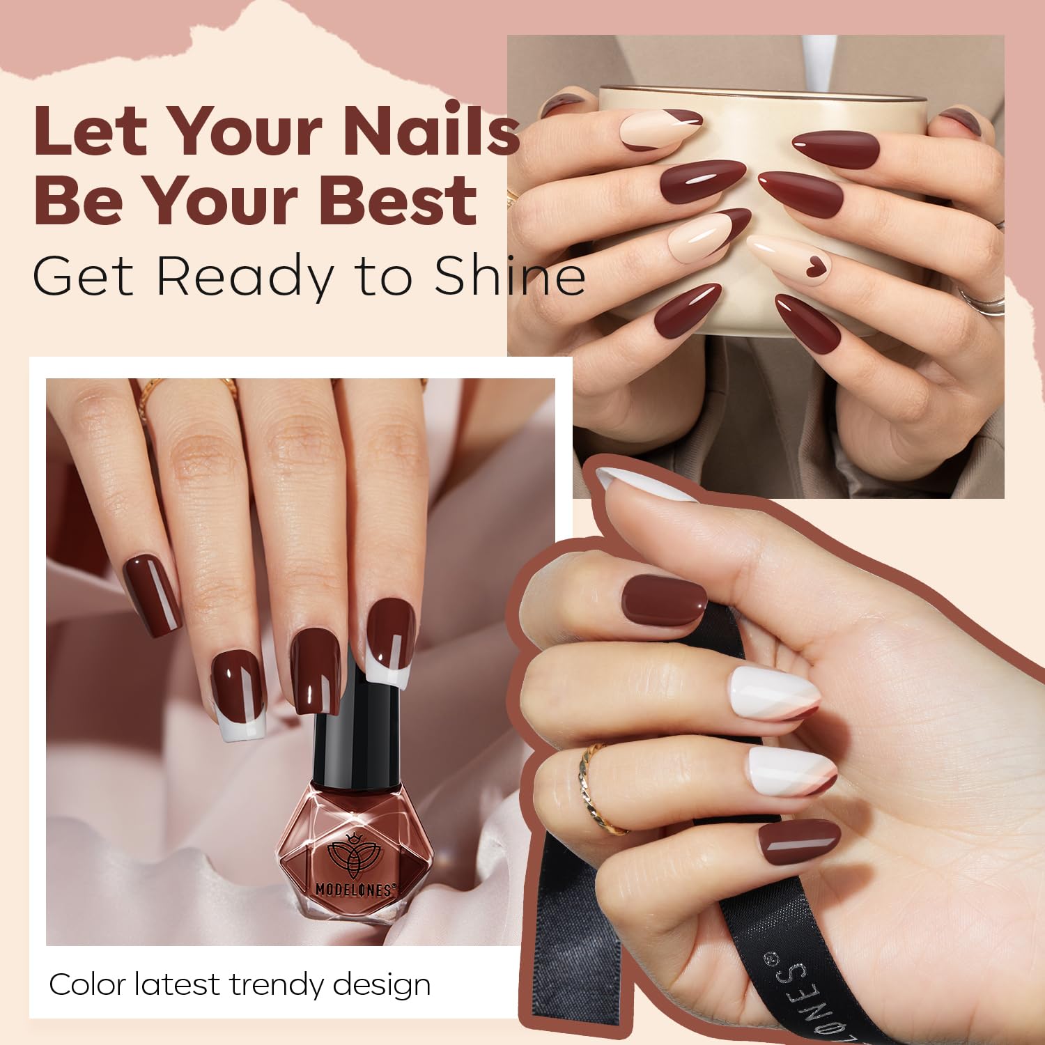 modelones Nail Polish Set, 6 Colors Nude Brown Pink Skin Tones Milky White Mini Nail Polish Fall Winter Neutral Brown Quick Dry Fingernail Polish Manicure DIY Salon Home Gifts for Women Girl - Image 3