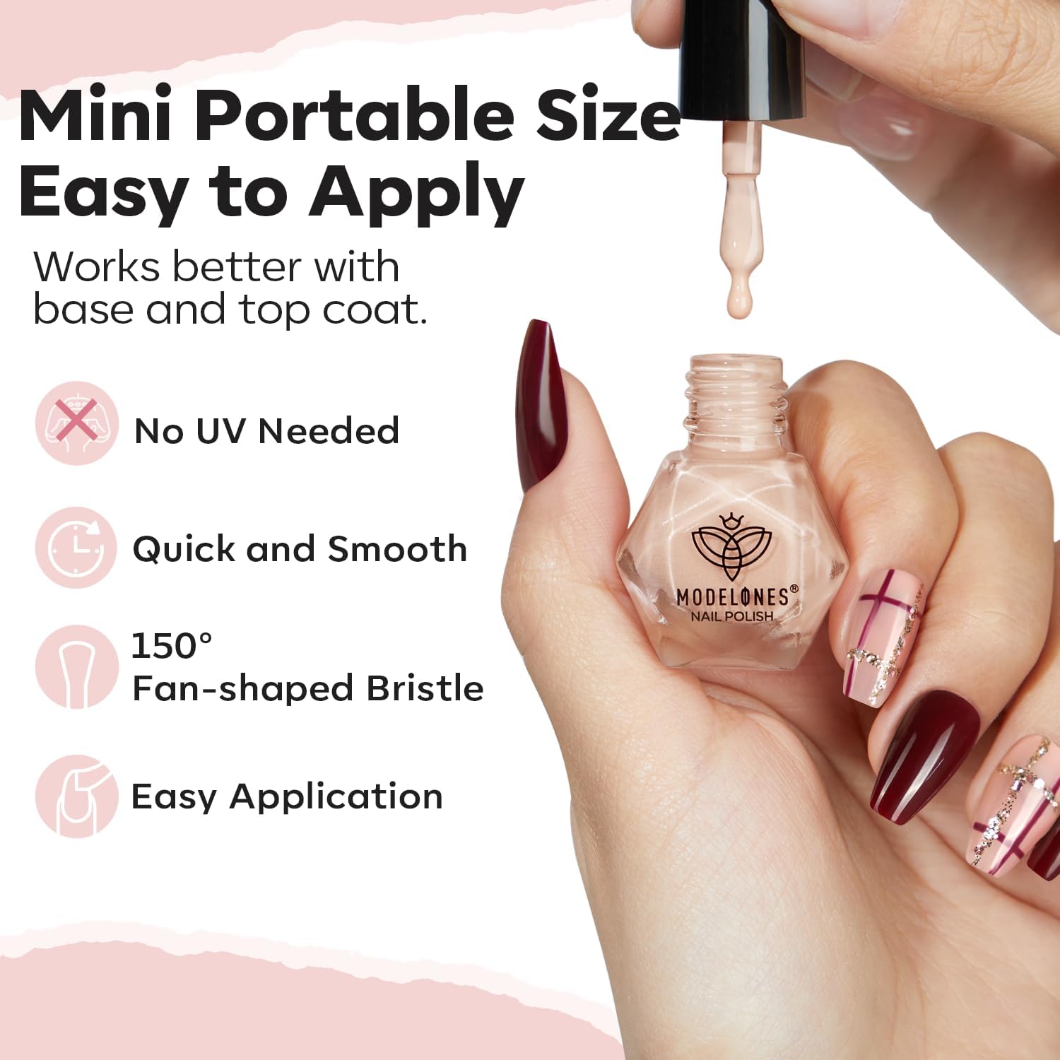 modelones Nail Polish Set, 6 Colors Nude Brown Pink Skin Tones Milky White Mini Nail Polish Fall Winter Neutral Brown Quick Dry Fingernail Polish Manicure DIY Salon Home Gifts for Women Girl - Image 5
