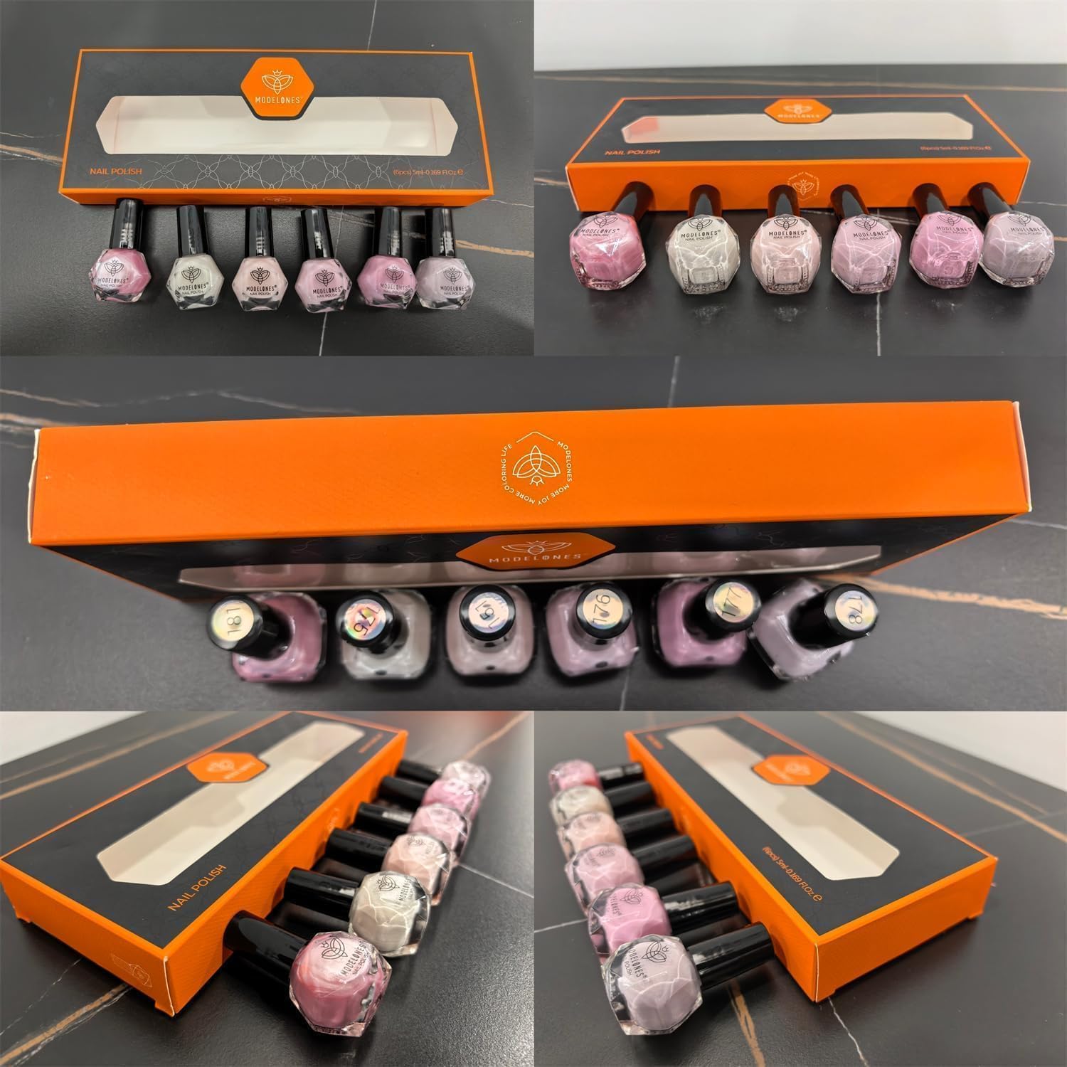 modelones Nail Polish Set 6 Colors, Pearl Pink Grey Beige Mini Quick Dry Nail Lacquer Kit, Bubble Bath Shimmer Pearlescent DIY Home Salon Nail Art Manicure Gift for Women Girls - Image 8