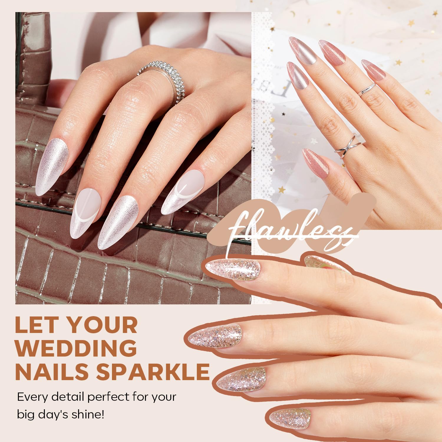 modelones Nail Polish Set, 6 Colors Pearl White Pink Nude Mini Nail Polish Set,Wedding Shimmer Champagne Nail Quick Dry Art DIY Home Salon Nail Art Manicure Gift for Women Girls - Image 4