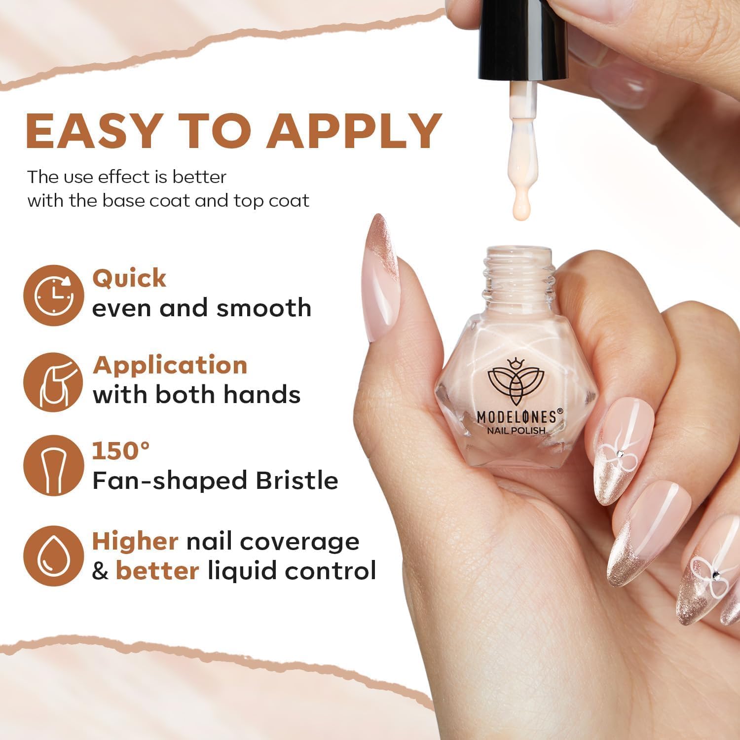 modelones Nail Polish Set, 6 Colors Pearl White Pink Nude Mini Nail Polish Set,Wedding Shimmer Champagne Nail Quick Dry Art DIY Home Salon Nail Art Manicure Gift for Women Girls - Image 6