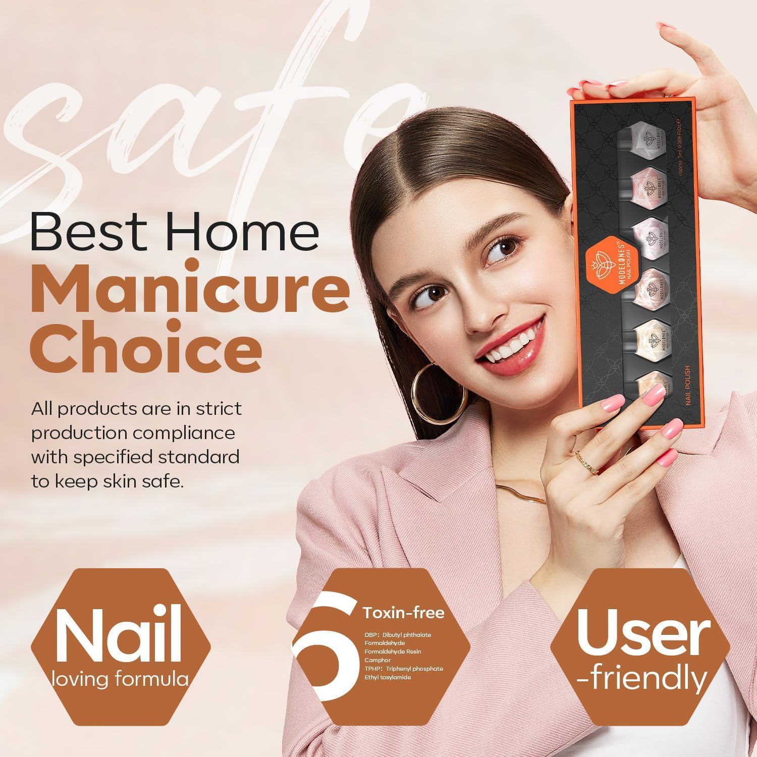 modelones Nail Polish Set, 6 Colors Pearl White Pink Nude Mini Nail Polish Set,Wedding Shimmer Champagne Nail Quick Dry Art DIY Home Salon Nail Art Manicure Gift for Women Girls - Image 7