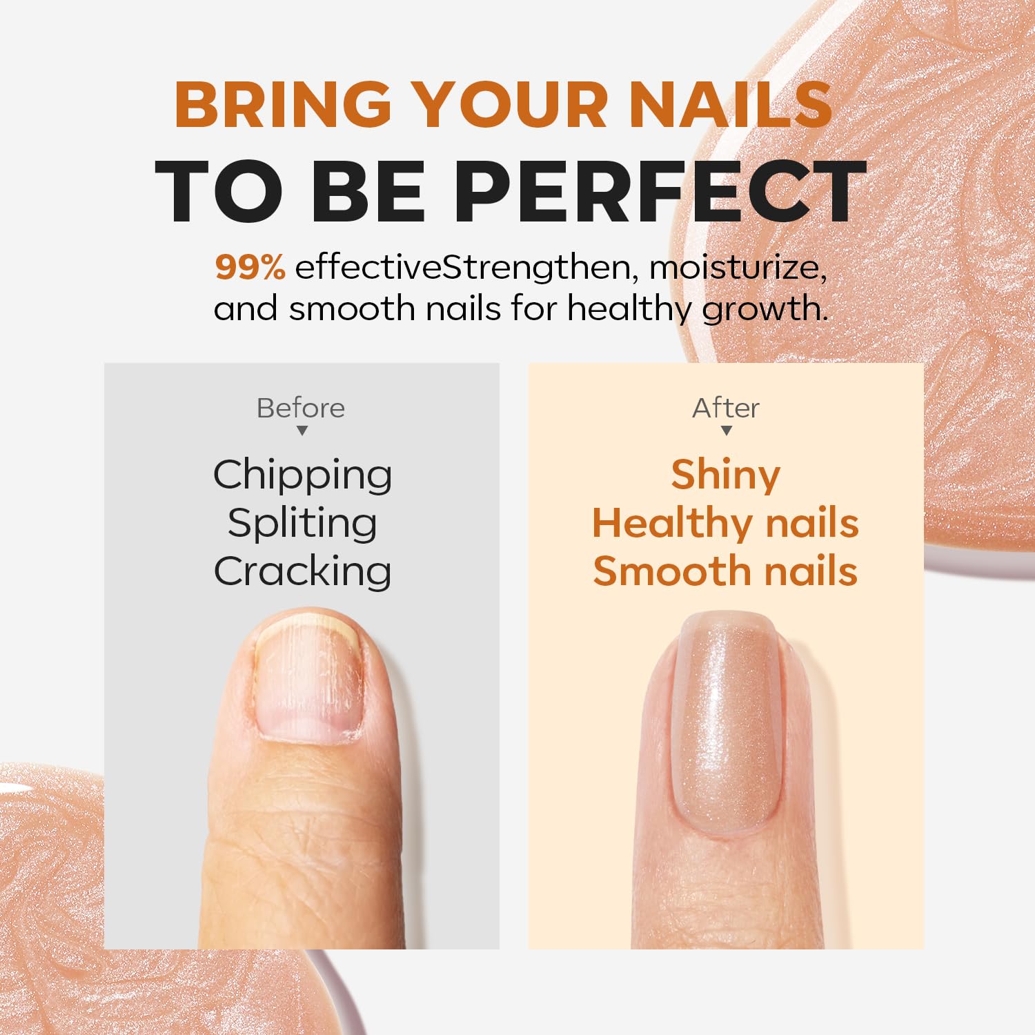 modelones Nail Strengthener and Growth Glitter Dark Brown Nail Polish Nail Repair for Damaged Nails Hardener Extra Strong and Growth Nail Care Gifts for Women Nail Ridge Filler 15ml - Image 3