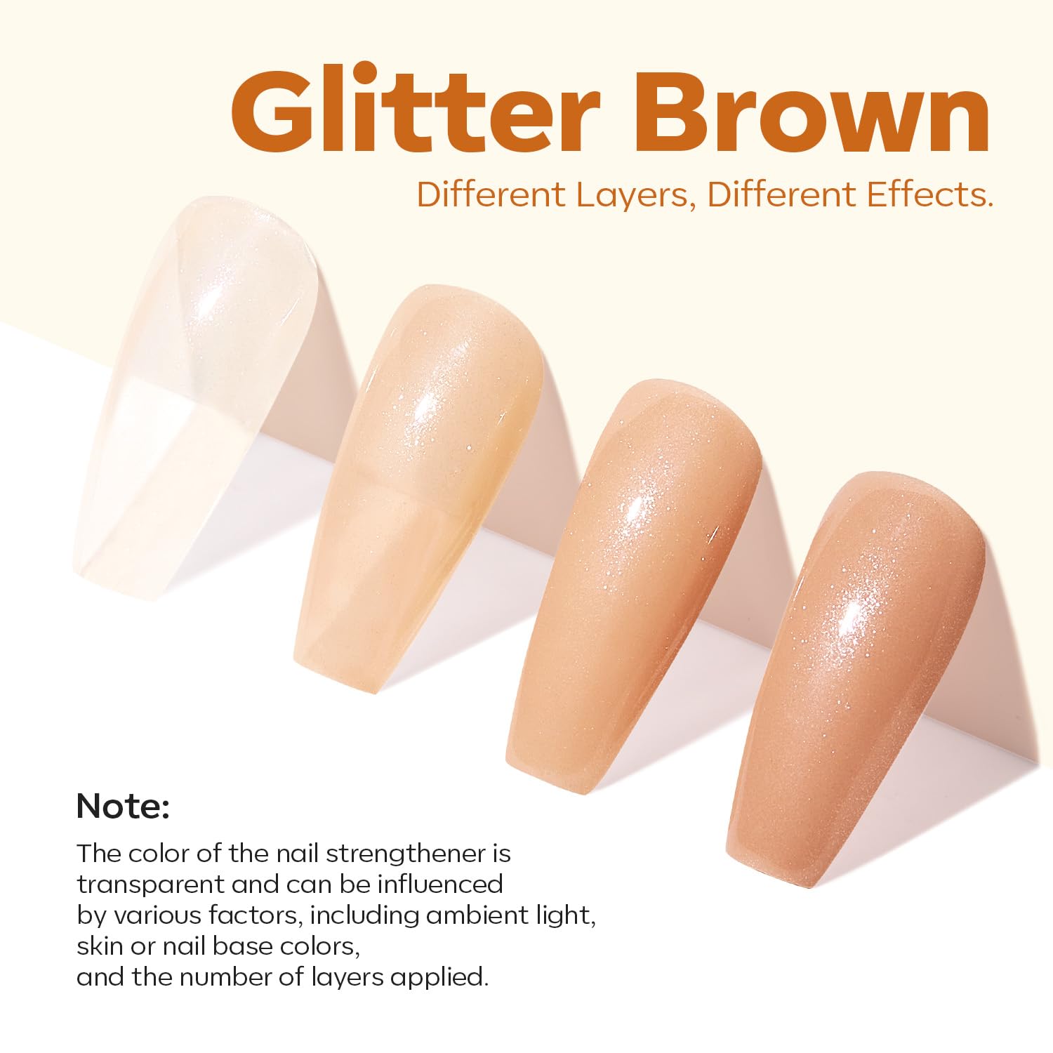 modelones Nail Strengthener and Growth Glitter Dark Brown Nail Polish Nail Repair for Damaged Nails Hardener Extra Strong and Growth Nail Care Gifts for Women Nail Ridge Filler 15ml - Image 4