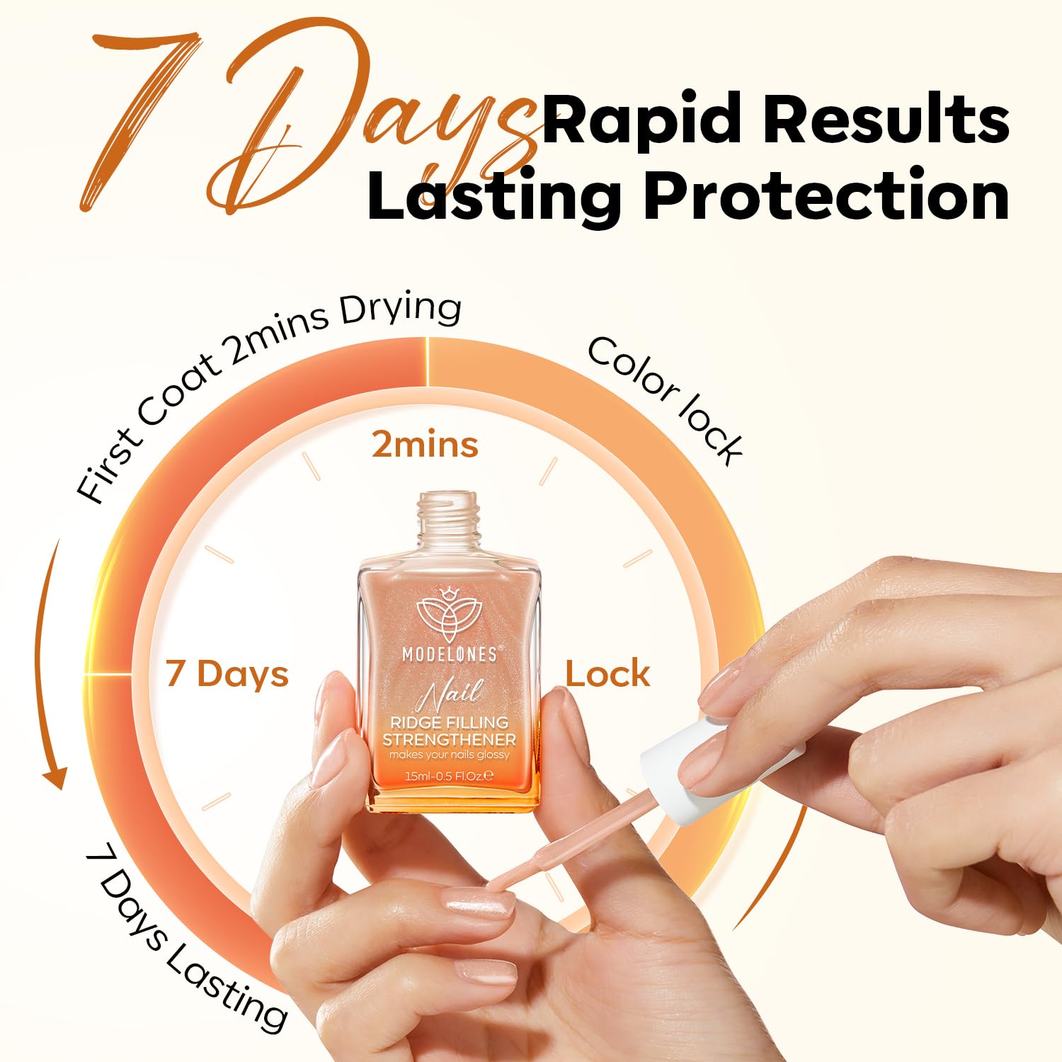 modelones Nail Strengthener and Growth Glitter Dark Brown Nail Polish Nail Repair for Damaged Nails Hardener Extra Strong and Growth Nail Care Gifts for Women Nail Ridge Filler 15ml - Image 6