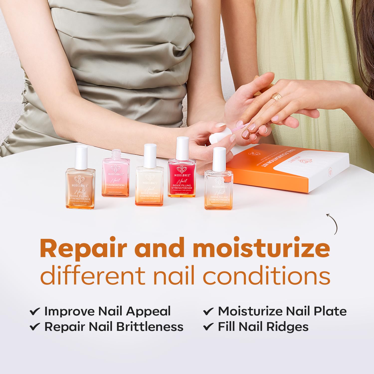 modelones Nail Strengthener and Growth Glitter Dark Brown Nail Polish Nail Repair for Damaged Nails Hardener Extra Strong and Growth Nail Care Gifts for Women Nail Ridge Filler 15ml - Image 7