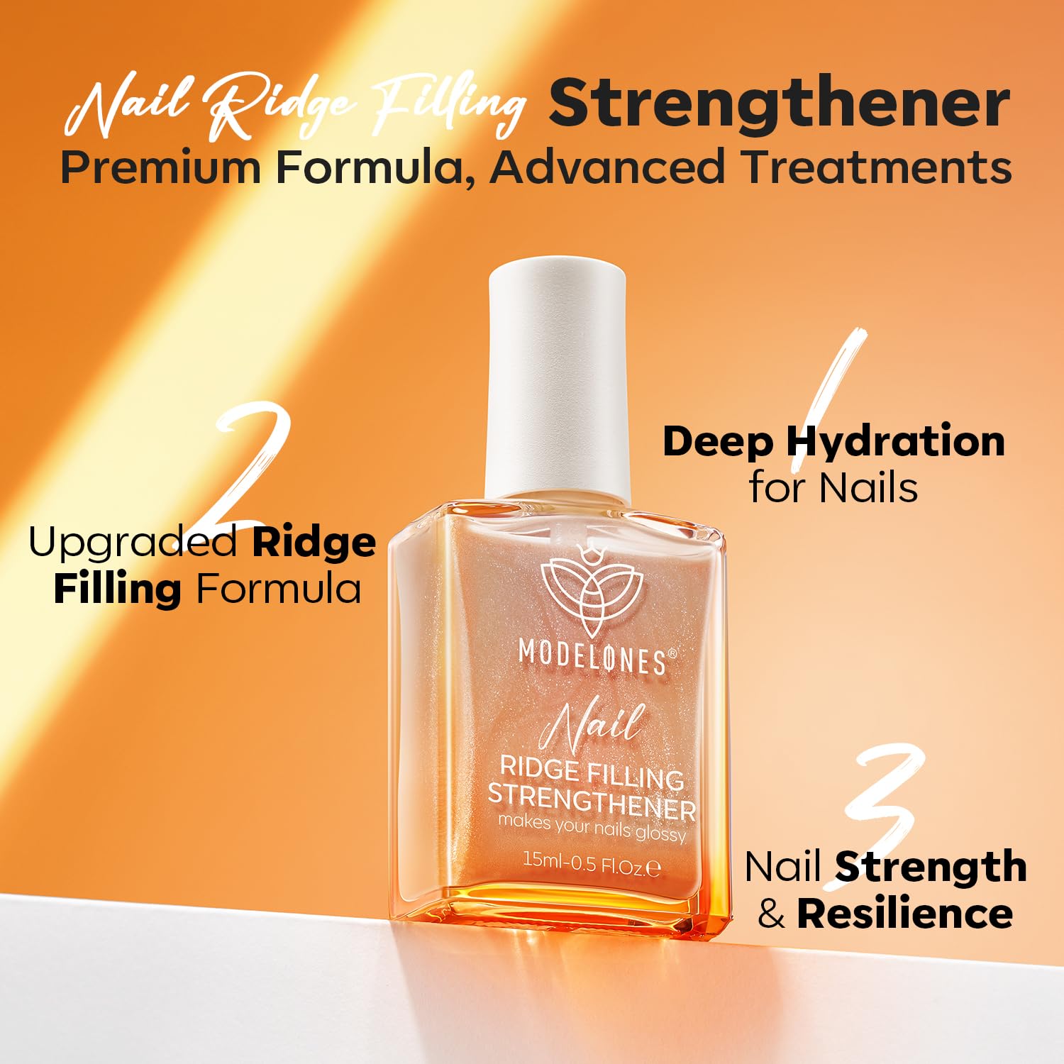 modelones Nail Strengthener and Growth Glitter Dark Brown Nail Polish Nail Repair for Damaged Nails Hardener Extra Strong and Growth Nail Care Gifts for Women Nail Ridge Filler 15ml - Image 8