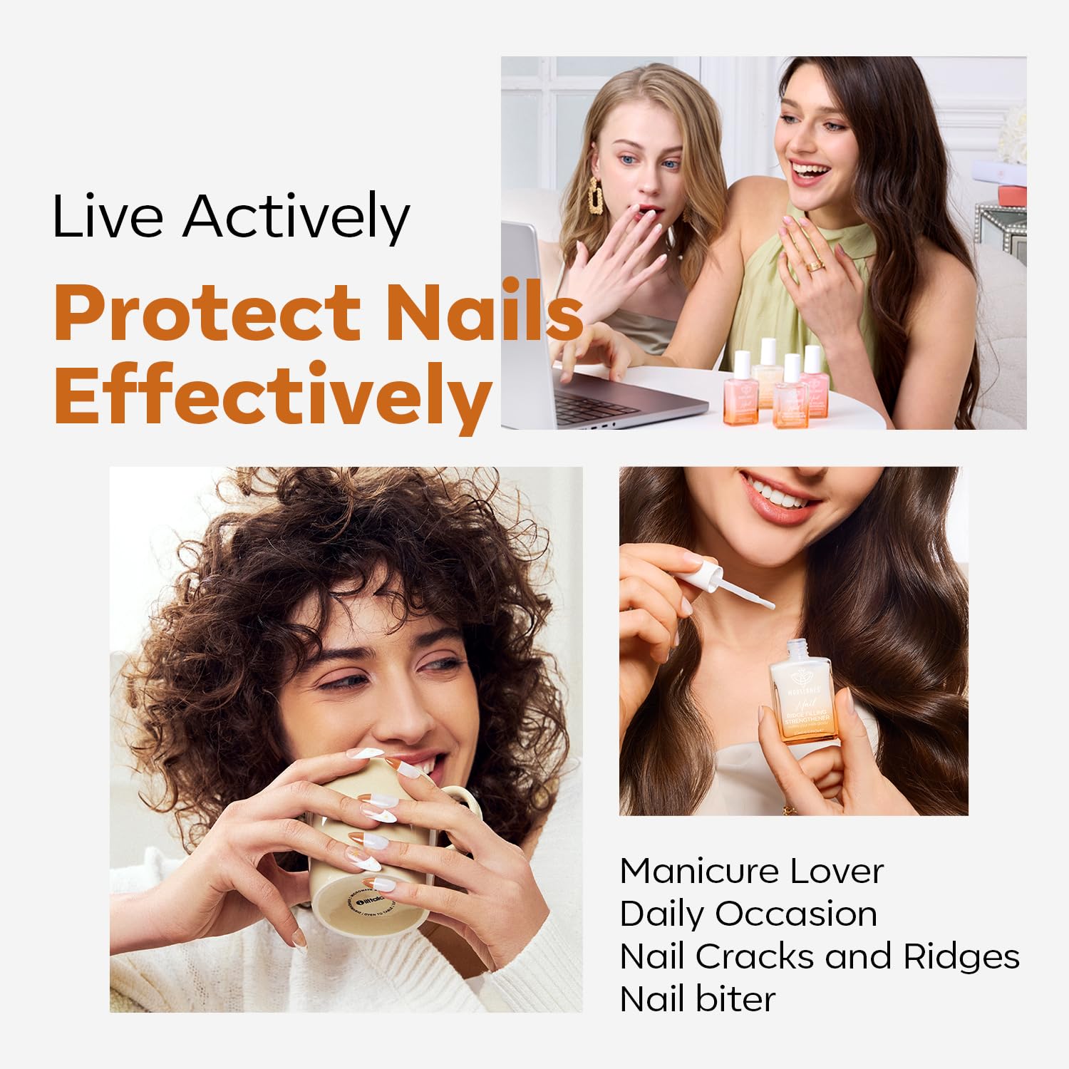 modelones Nail Strengthener and Growth Glitter Dark Brown Nail Polish Nail Repair for Damaged Nails Hardener Extra Strong and Growth Nail Care Gifts for Women Nail Ridge Filler 15ml - Image 9