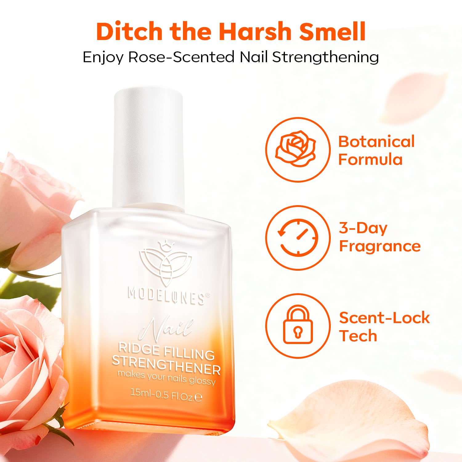 modelones Nail Strengthener and Growth Scented Clear Nail Polish Nail Repair for Damaged Nails Hardener Extra Strong and Growth for Women Nail Care Natural Concealer Foundation 15 Ml 0.5 Fl Oz - Image 3