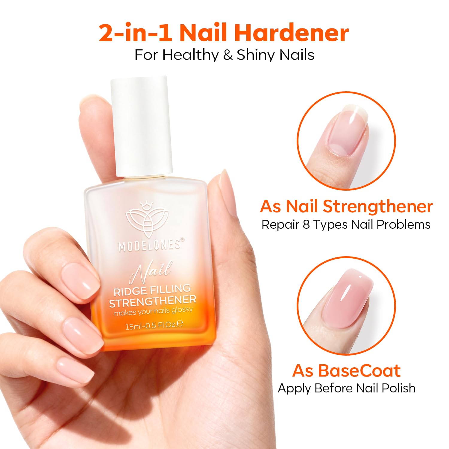 modelones Nail Strengthener and Growth Scented Clear Nail Polish Nail Repair for Damaged Nails Hardener Extra Strong and Growth for Women Nail Care Natural Concealer Foundation 15 Ml 0.5 Fl Oz - Image 5