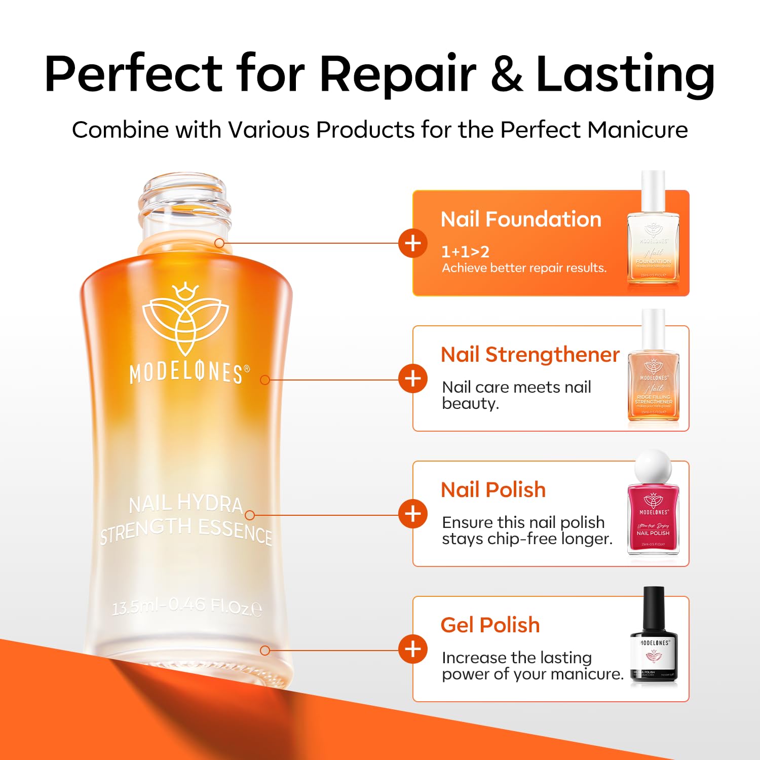 modelones Nail Strengthener and Growth Scented Nail Repair for Damaged Nails Hardener Extra Strong and Growth 3-in-1 Repair Mode Gifts for Women 13.5ml 0.46 Fl Oz - Image 4