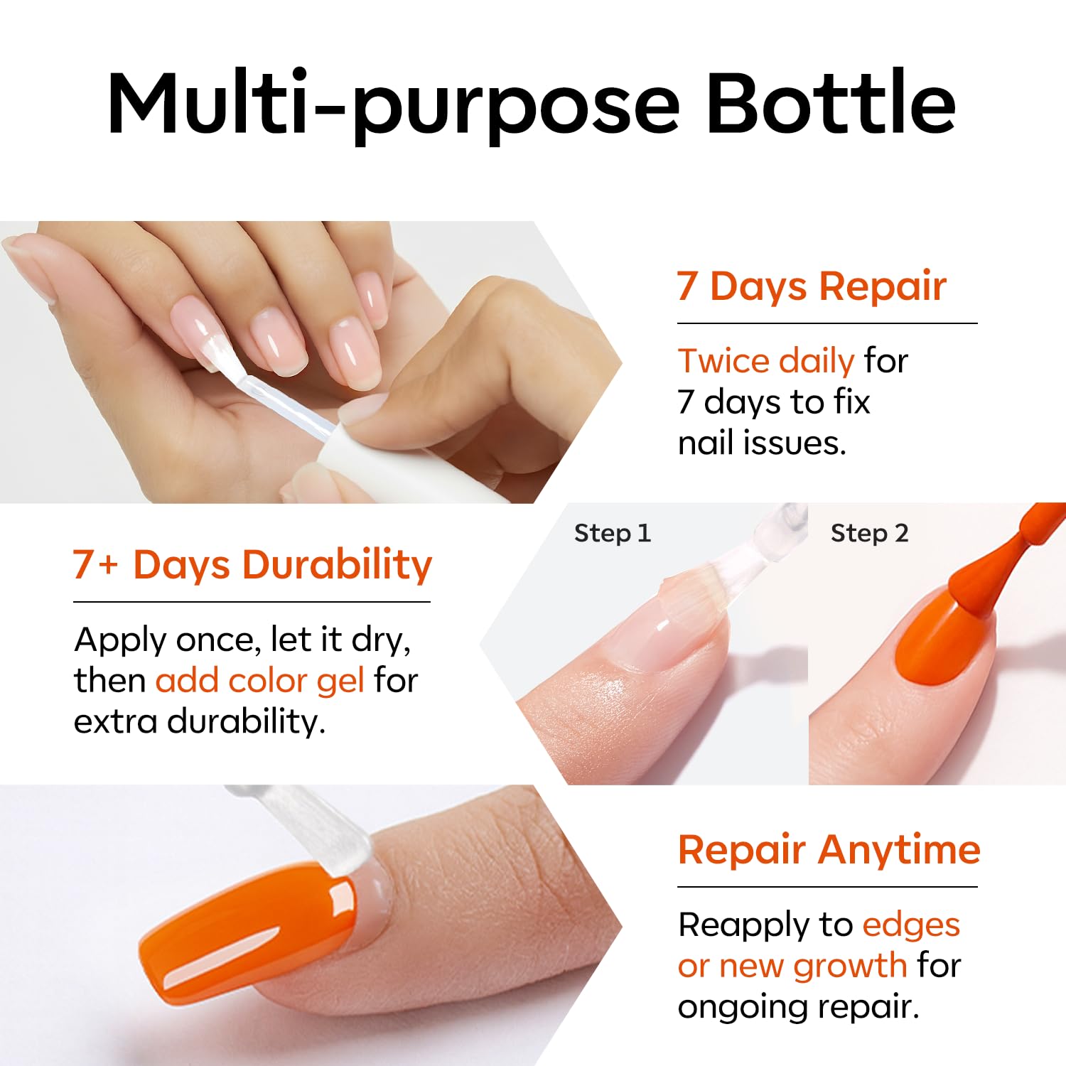 modelones Nail Strengthener and Growth Scented Nail Repair for Damaged Nails Hardener Extra Strong and Growth 3-in-1 Repair Mode Gifts for Women 13.5ml 0.46 Fl Oz - Image 7