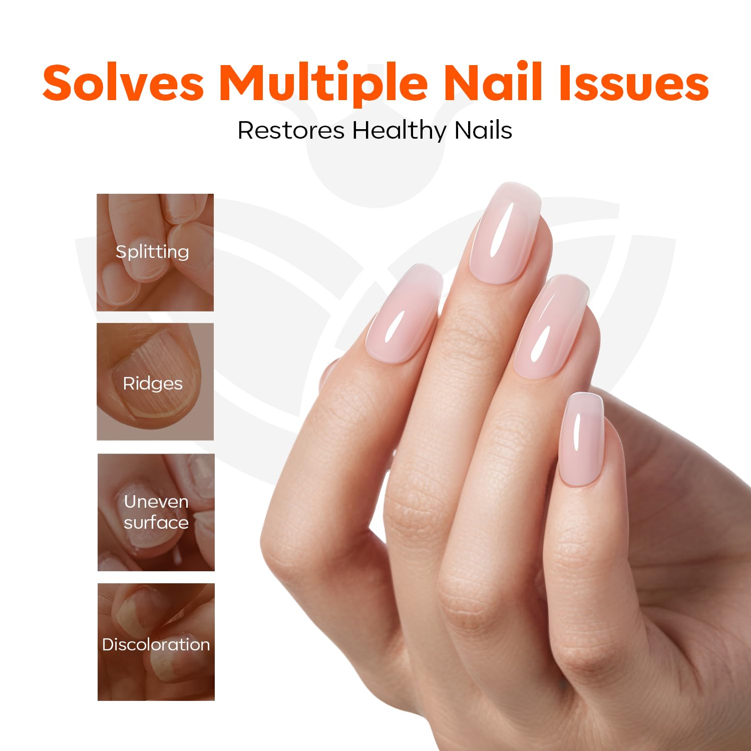 modelones Nail Strengthener Kits Milky White Glitter Pink Nude Nail Polish Sets Nail Repair for Damaged Nails Strengthener and Growth for Thin Weak & Damaged Nail Care Kit for Women 4 Pcs Gifts Sets - Image 3