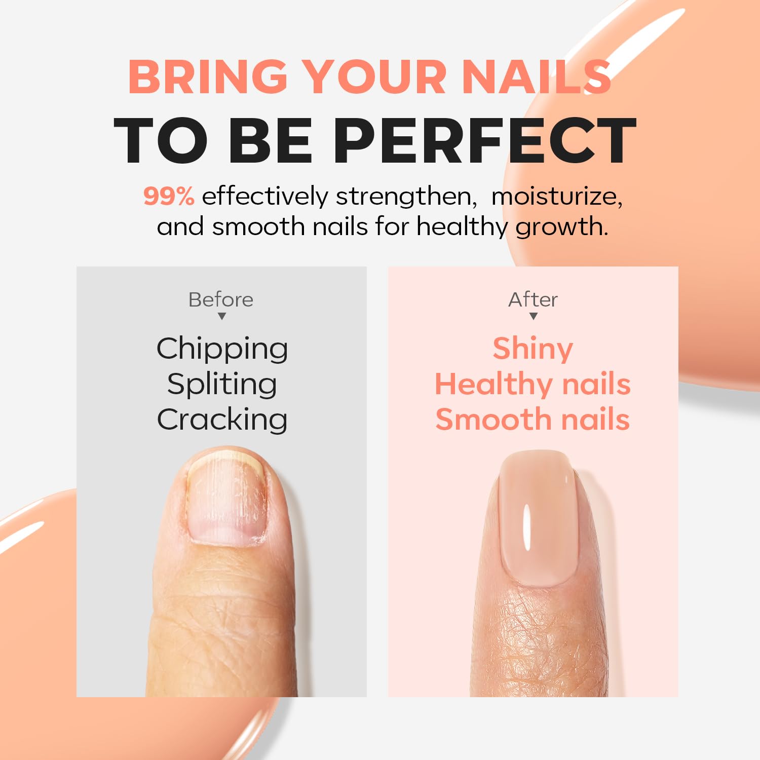 modelones Nail Strengthener Nude Nail Repair for Damaged Nails Strengthening Polish 15ml Nail Growth and Strengthener Natural Concealer Foundation Nail Care Gifts for Women - Image 3