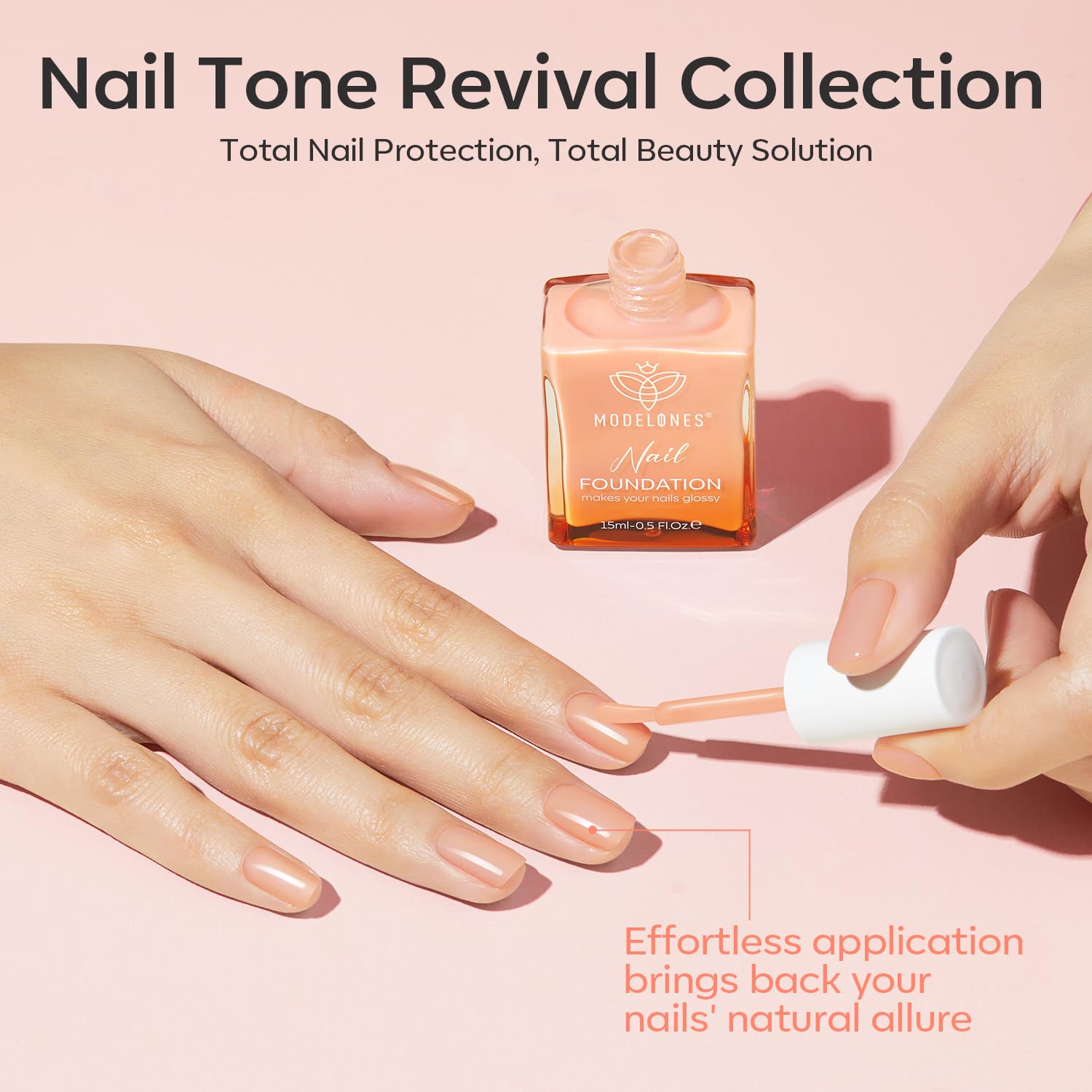 modelones Nail Strengthener Nude Nail Repair for Damaged Nails Strengthening Polish 15ml Nail Growth and Strengthener Natural Concealer Foundation Nail Care Gifts for Women - Image 7